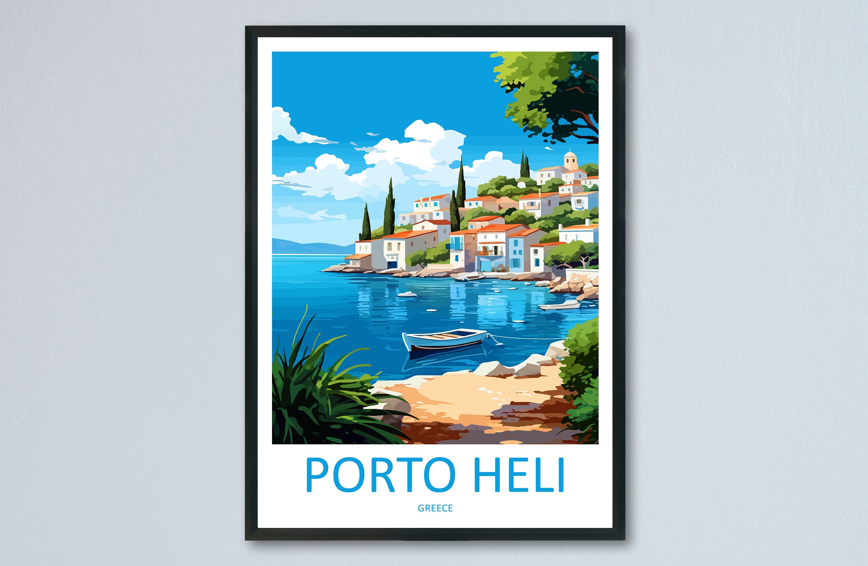 Porto Heli Travel Print Wall Art Porto Heli Greece Wall Hanging Home Decoration Porto Heli Gift Art Lovers Wall Art Print Porto Heli Greece