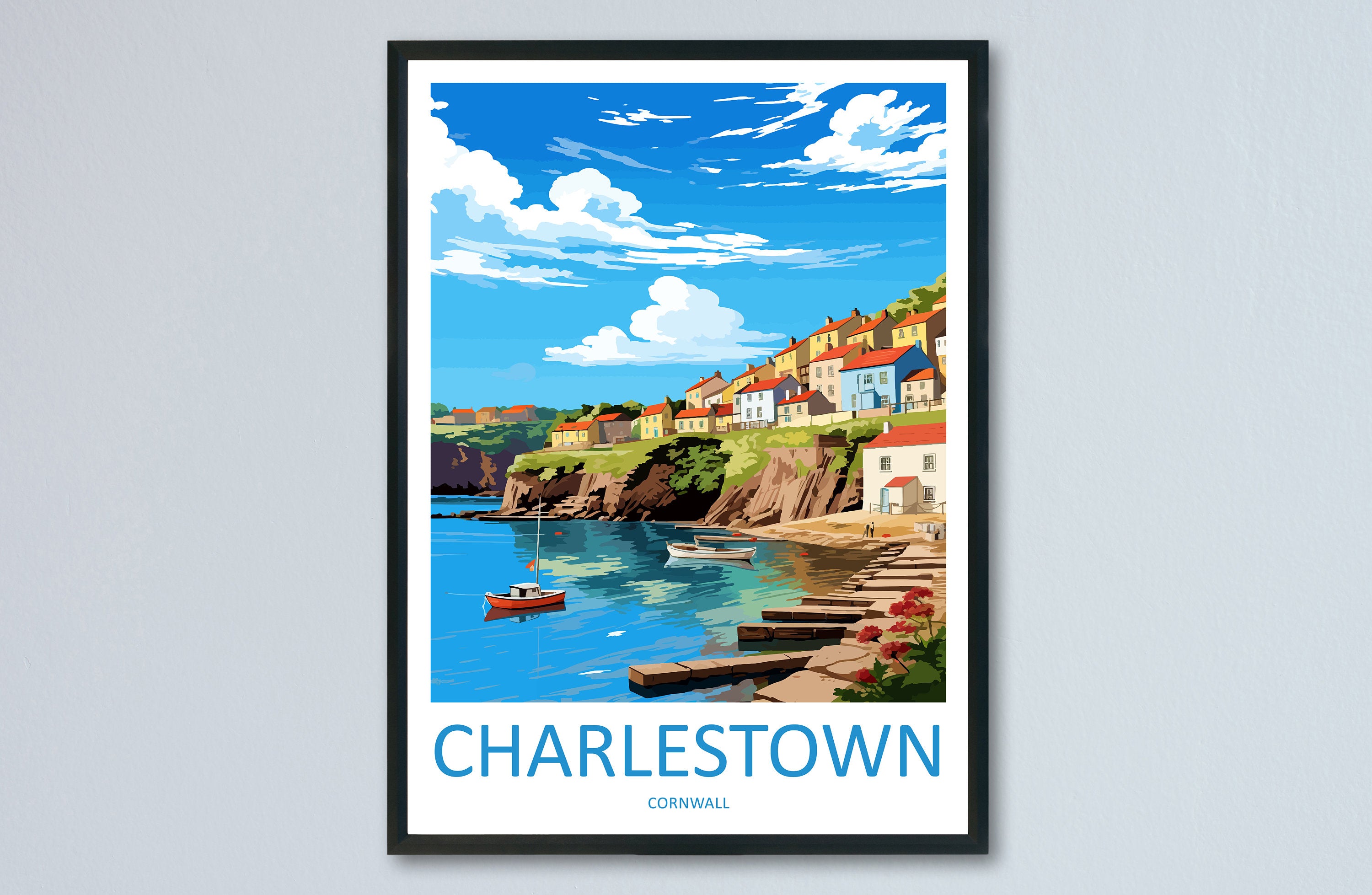 Charlestown Travel Print Wall Art Charlestown Wall Hanging Home Décor Charlestown Gift Art Lovers Cornwall Art Lover Gift