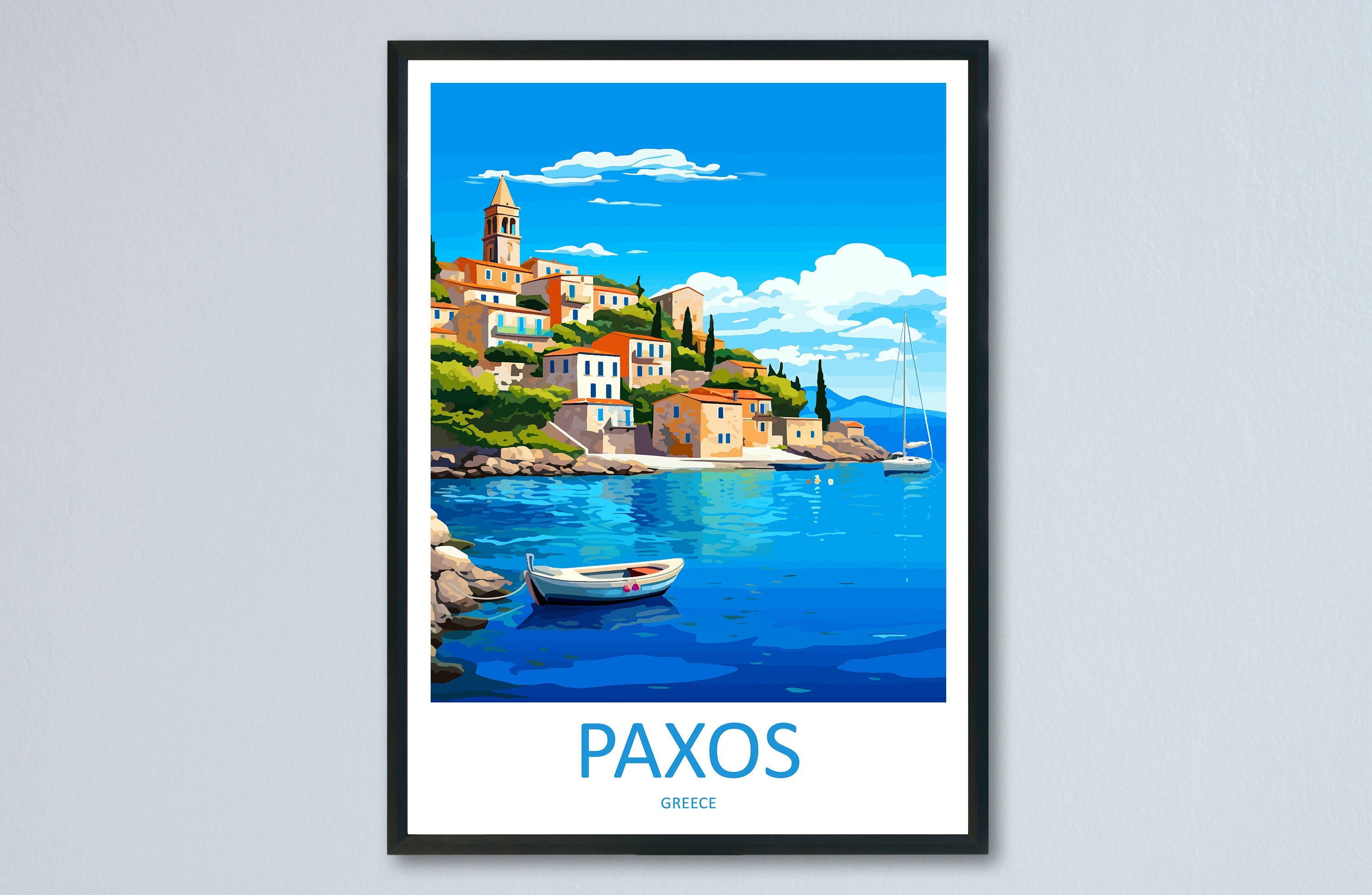 Paxos Travel Print Wall Art Paxos Greece Wall Hanging Home Decoration Paxos Gift Art Lovers Wall Art Print Paxos Greece Wall Art