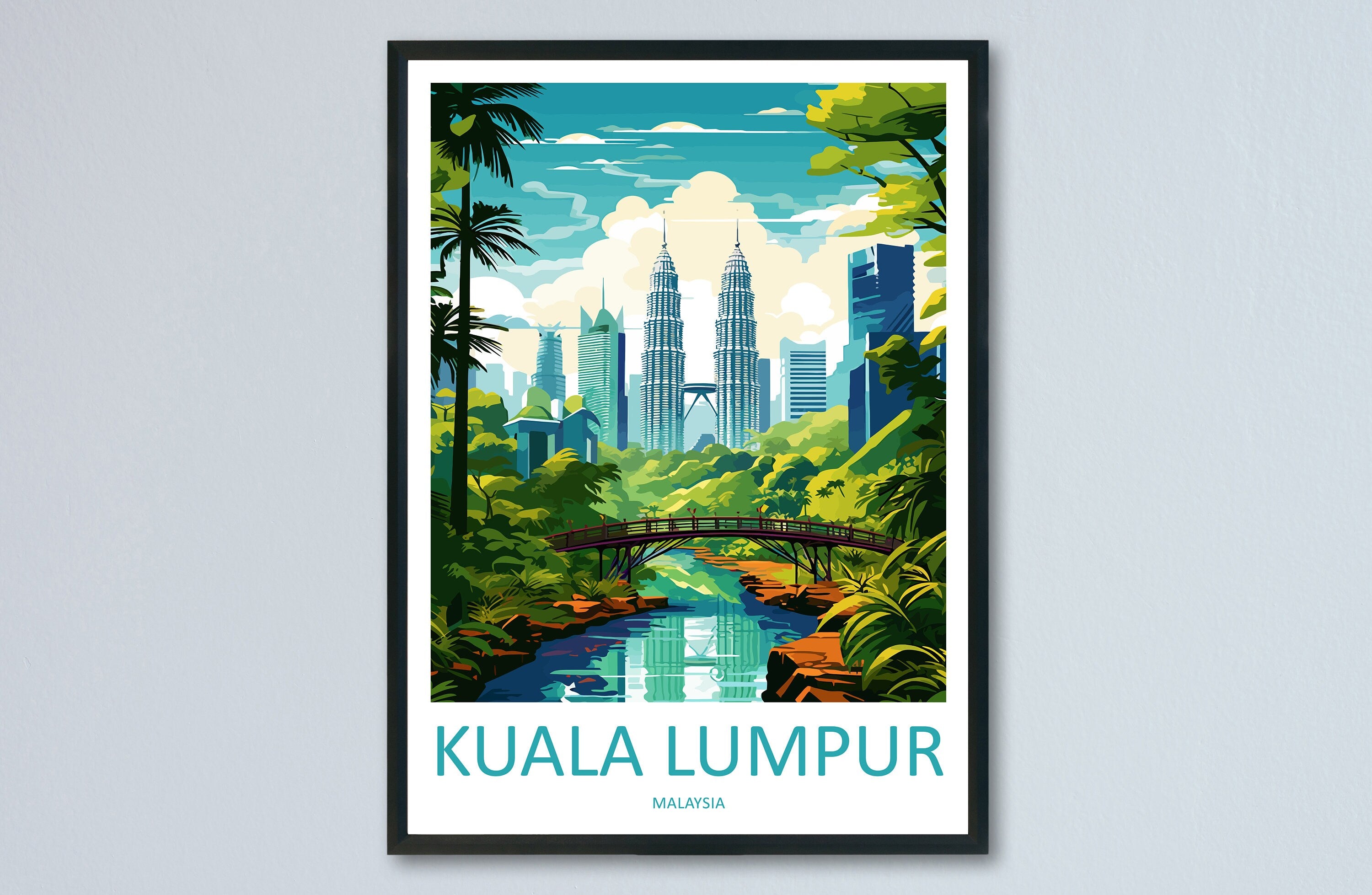 Kuala Lumpur Travel Print Wall Decor Kuala Lumpur Poster Kuala Lumpur Travel Print Art Kuala Lumpur Illustration Malaysia