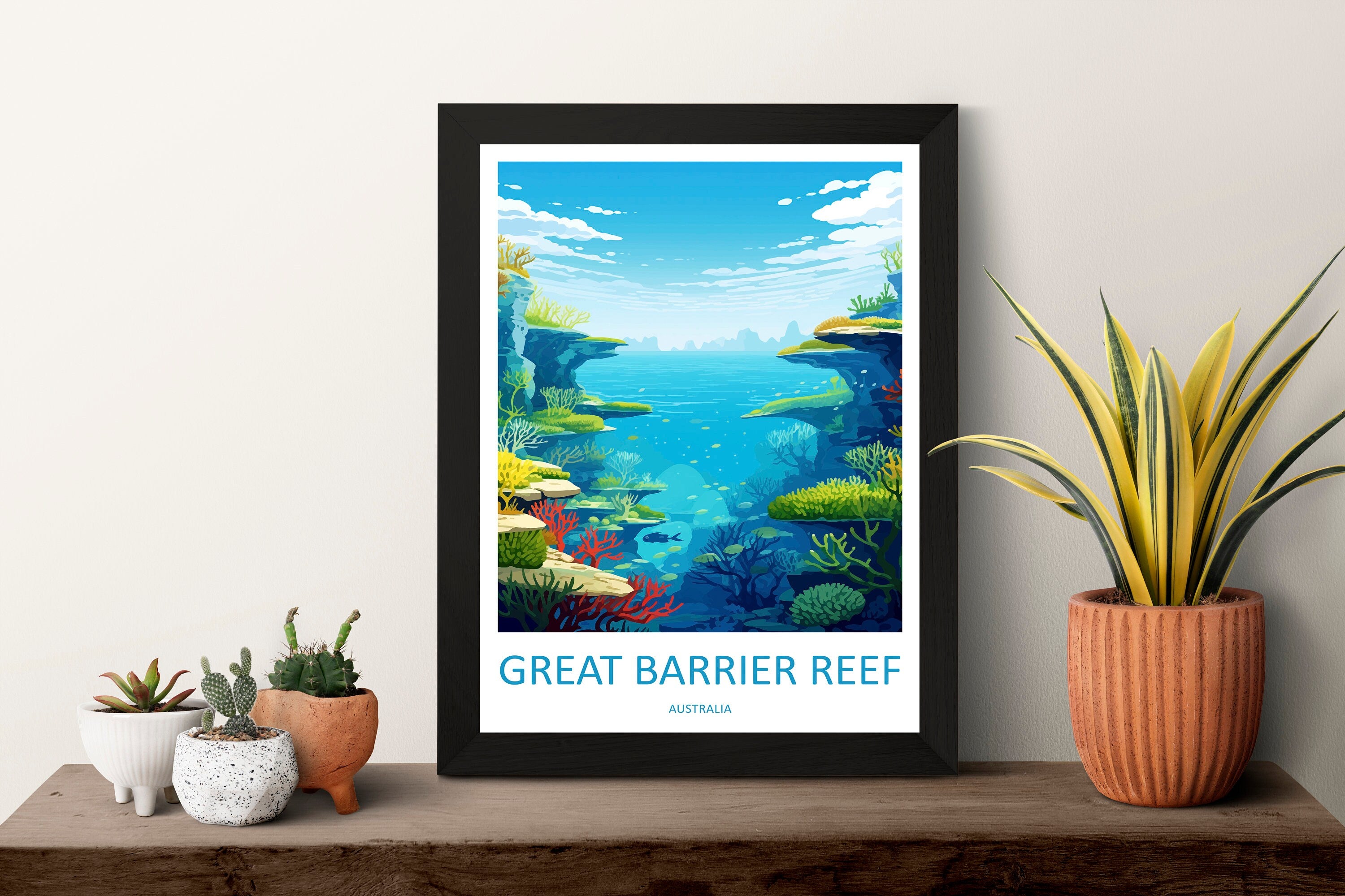 Great Barrier Reef Travel Print Wall Art Great Barrier Reef Wall Hanging Home Décor Great Barrier Reef Gift Art Lovers Wall Art Australia