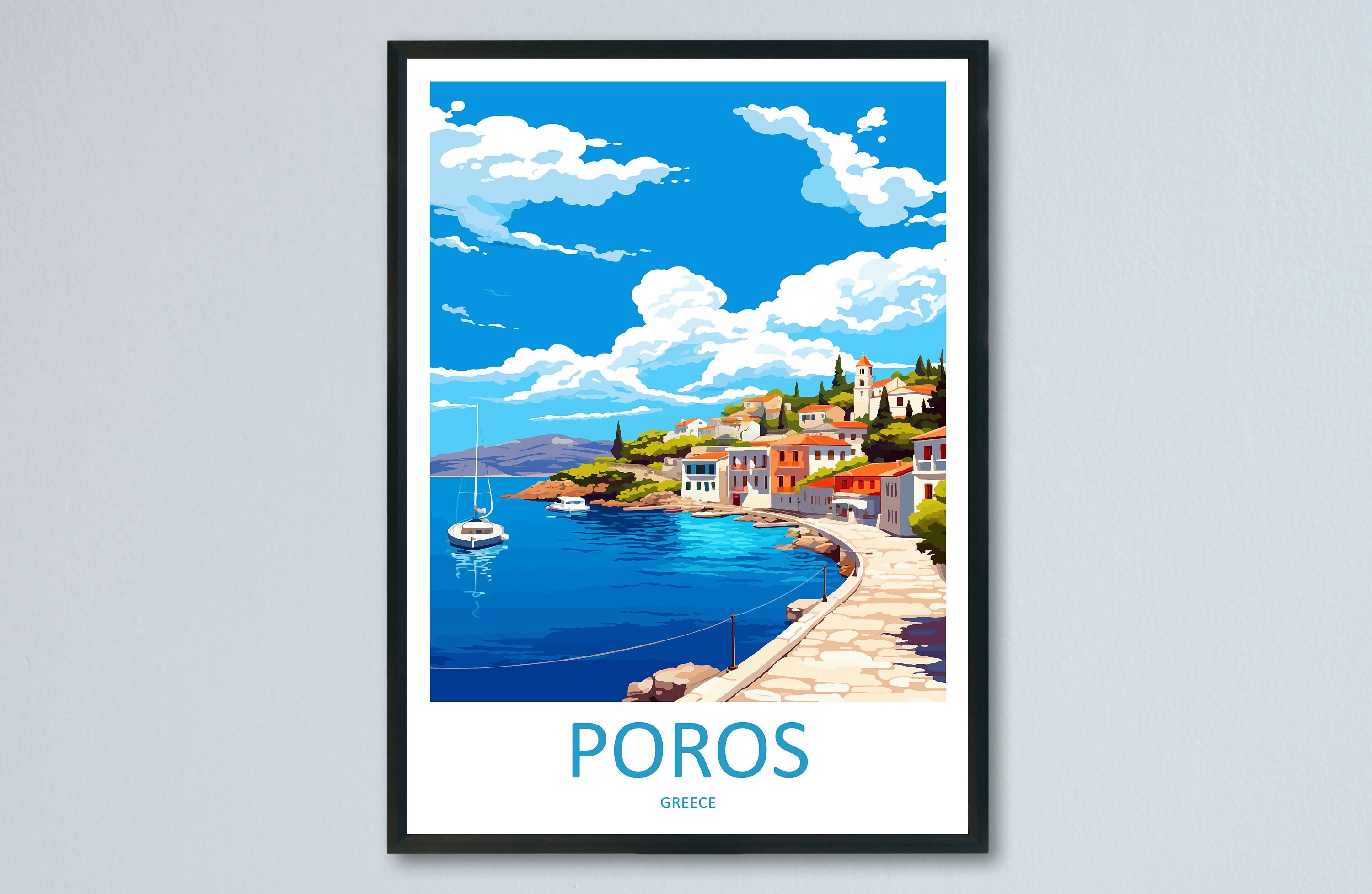 Poros Travel Print Wall Art Poros Greece Wall Hanging Home Decoration Poros Gift Art Lovers Wall Art Print Poros Greece Wall Art