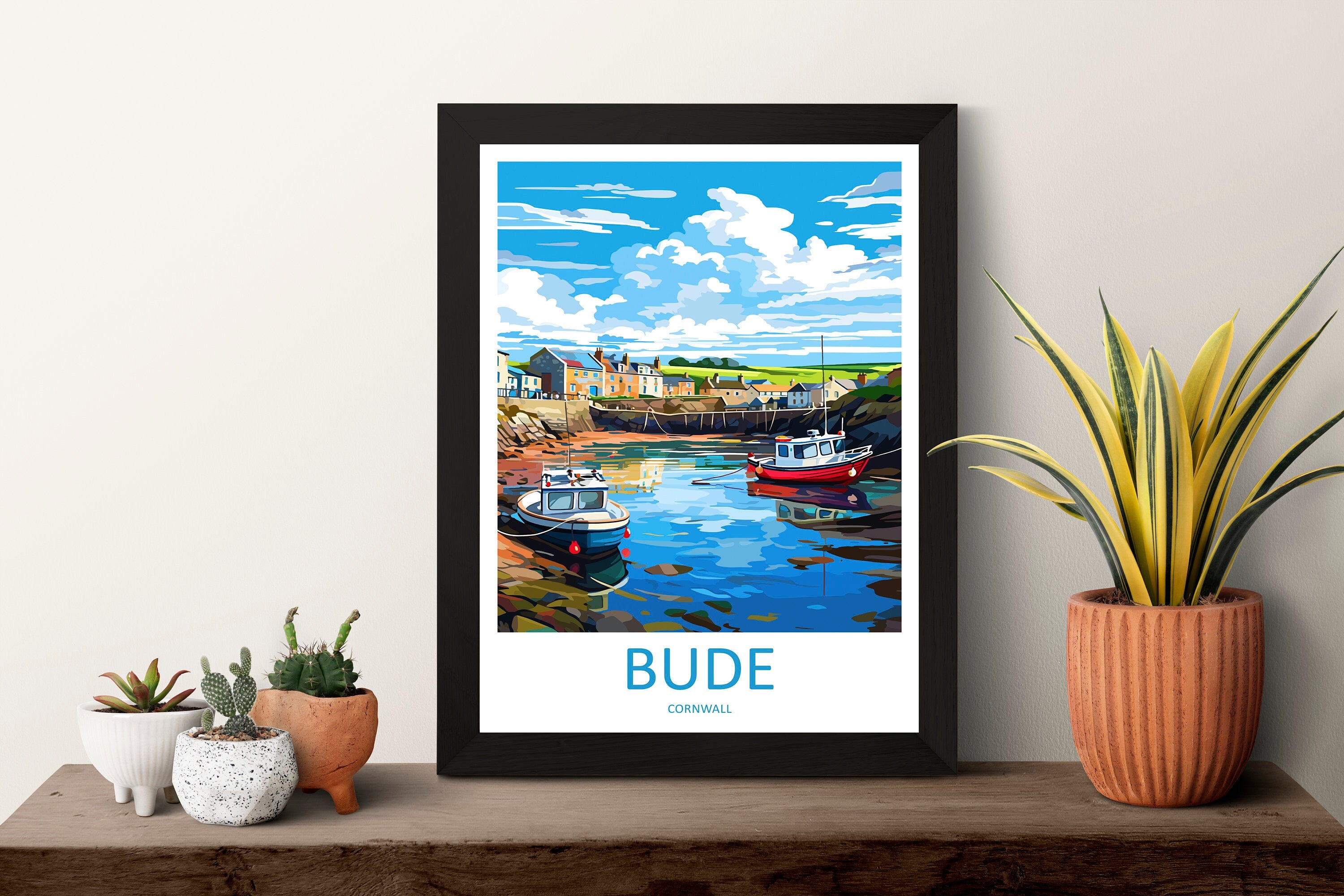 Bude Travel Print Wall Art Bude Wall Hanging Home Décor Bude Gift Art Lovers Cornwall Art Lover Gift