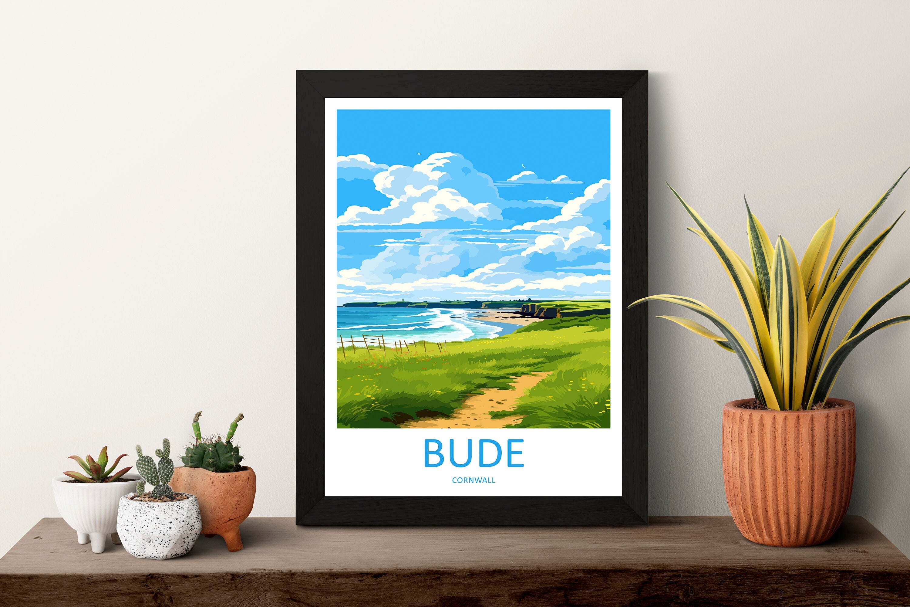 Bude Travel Print Wall Art Bude Wall Hanging Home Décor Bude Gift Art Lovers Cornwall Art Lover Gift