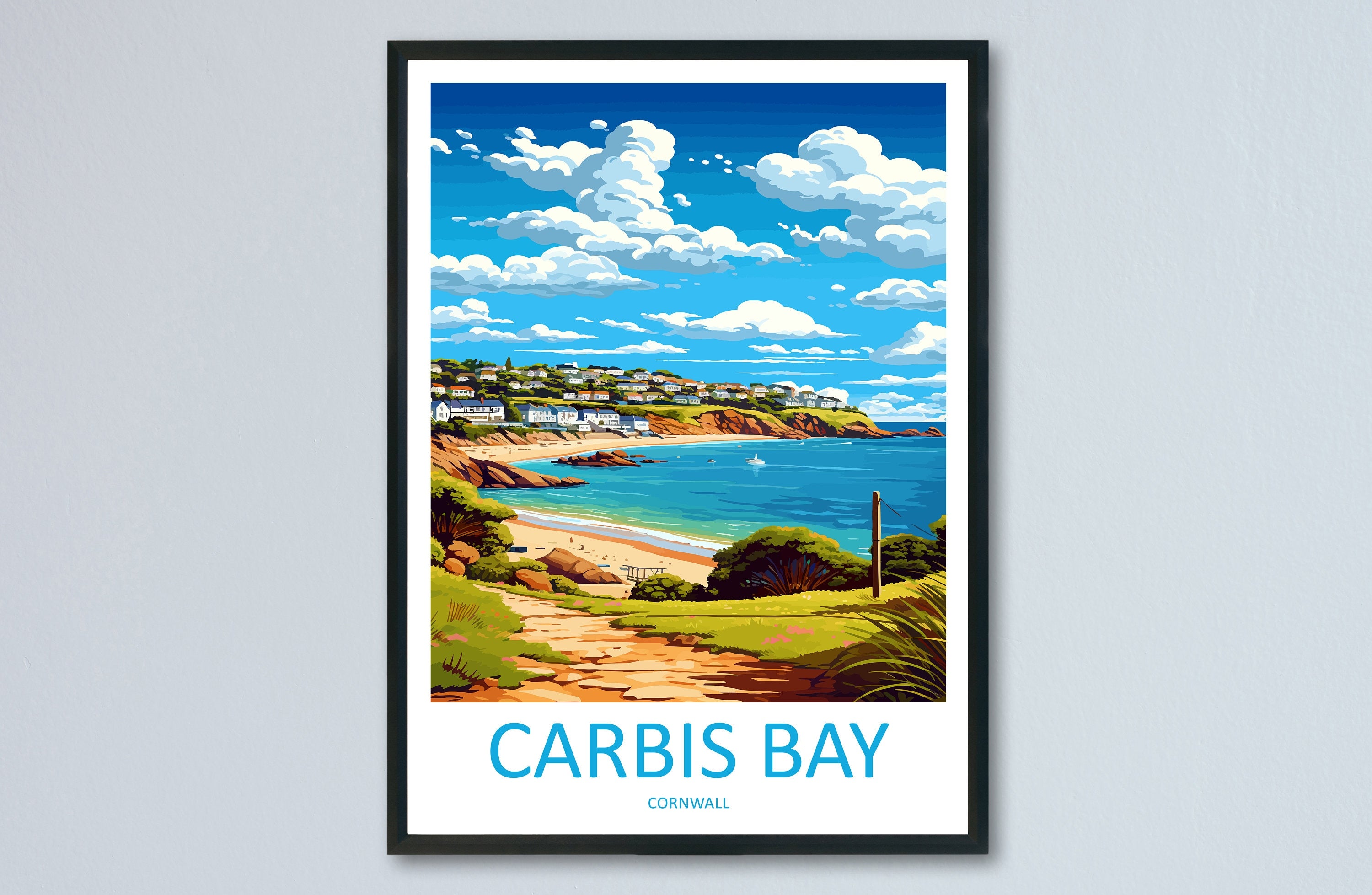 Carbis Bay Travel Print Wall Art Carbis Bay Wall Hanging Home Décor Carbis Bay Gift Art Lovers Cornwall Art Lover Gift