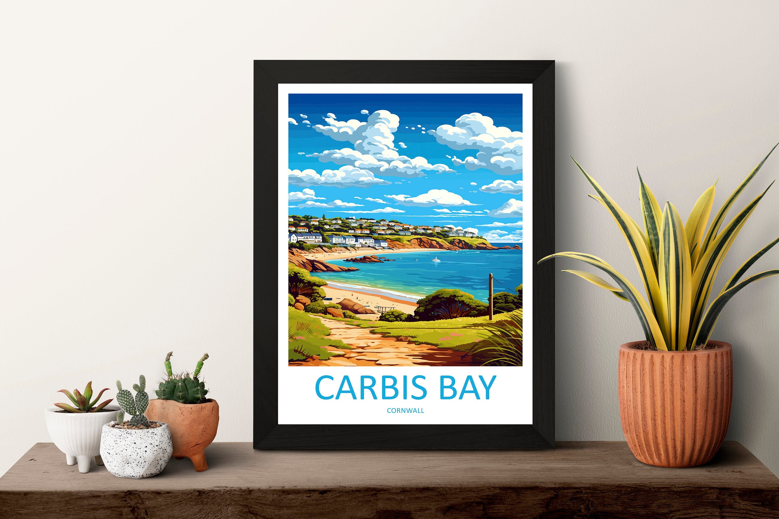 Carbis Bay Travel Print Wall Art Carbis Bay Wall Hanging Home Décor Carbis Bay Gift Art Lovers Cornwall Art Lover Gift