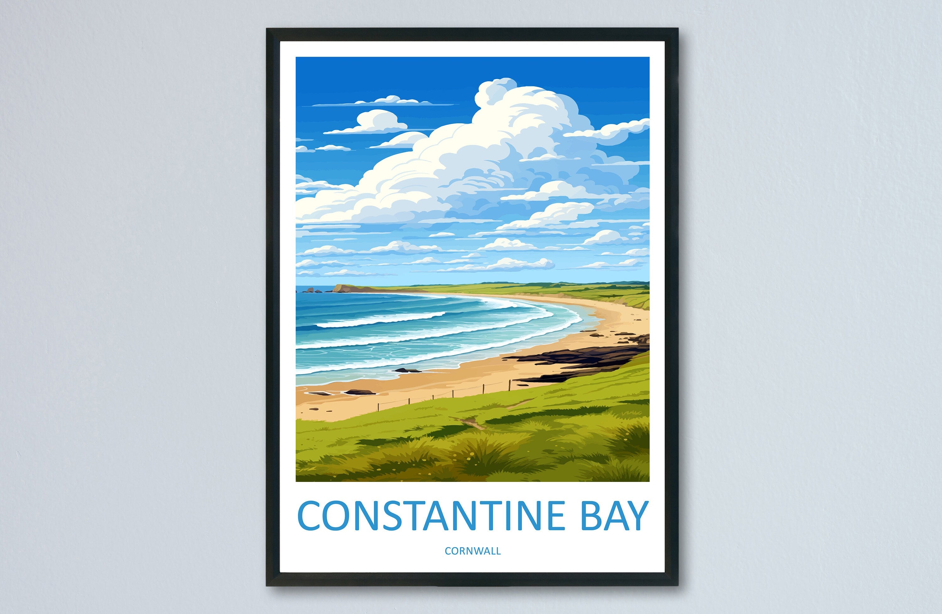 Constantine Bay Travel Print Wall Art Constantine Bay Wall Hanging Home Décor Constantine Bay Gift Art Lovers Cornwall Art Lover Gift