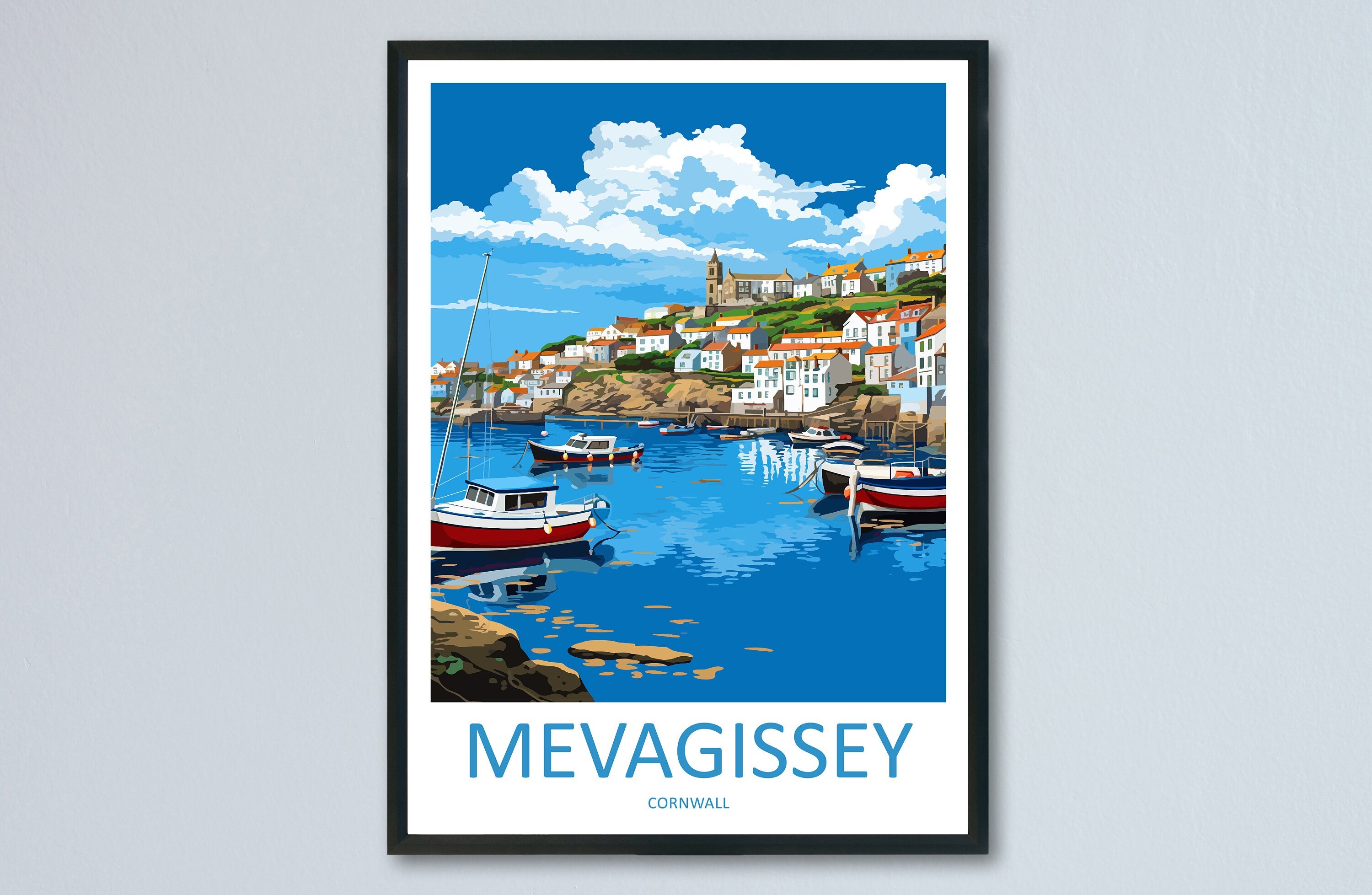 Mevagissey Travel Print Wall Art Mevagissey Wall Hanging Home Décor Mevagissey Gift Art Lovers England Art Lover Gift Mevagissey Poster