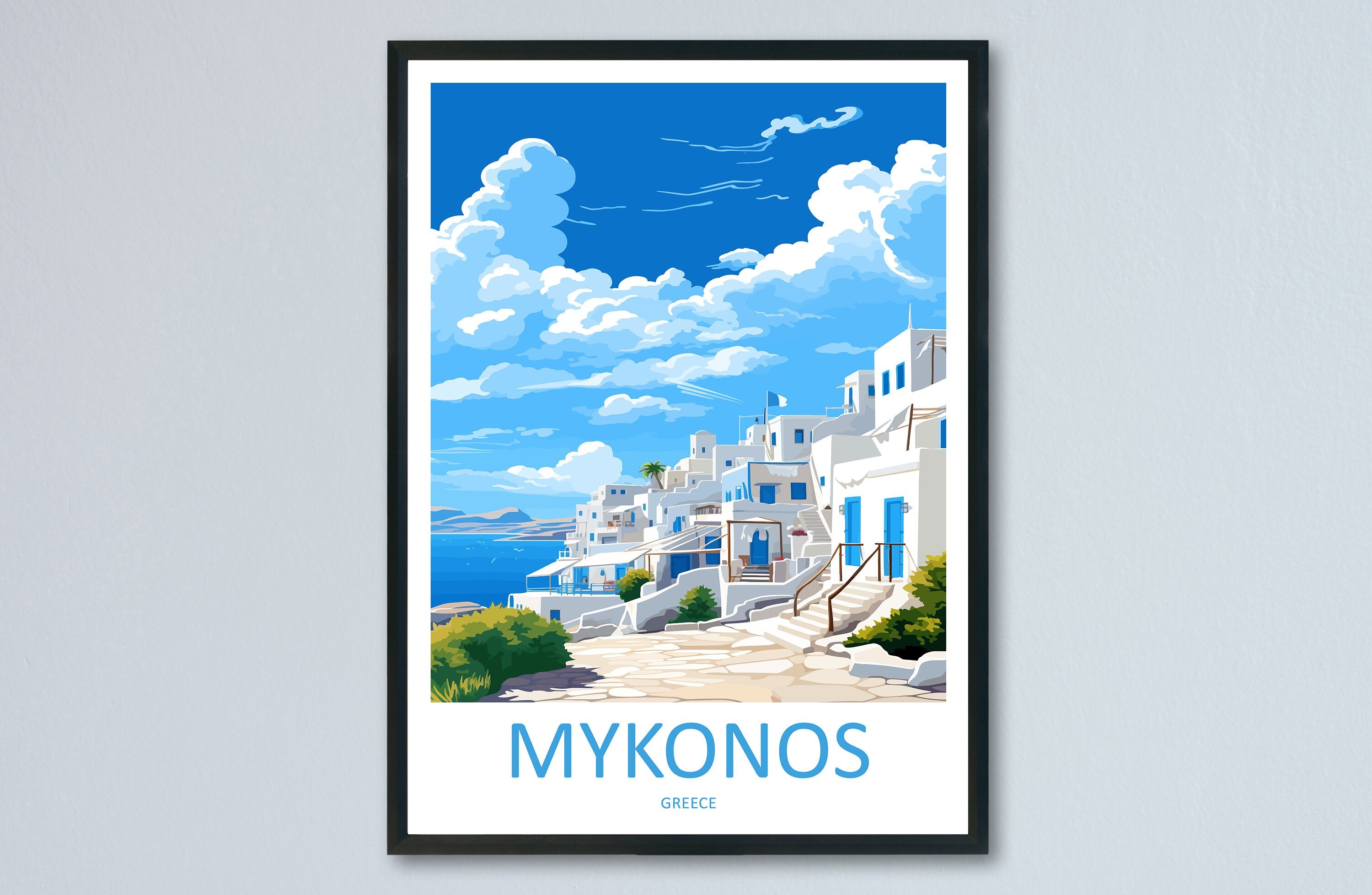 Mykonos Travel Print Wall Art Mykonos Greece Wall Hanging Home Decoration Mykonos Gift Art Lovers Wall Art Print Mykonos Greece Wall Poster