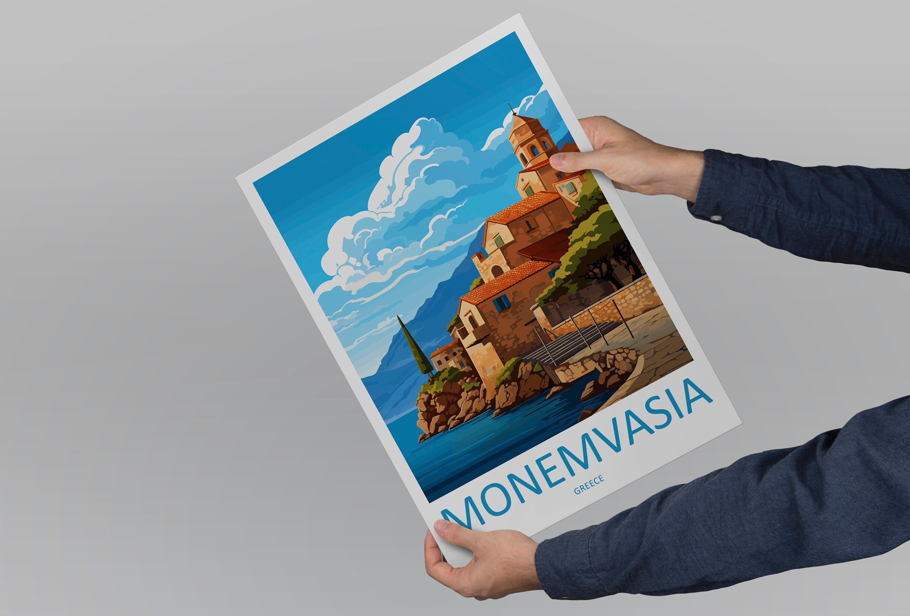 Monemvasia Travel Print Wall Art Monemvasia Greece Wall Hanging Home Decoration Monemvasia Gift Art Lovers Wall Art Print