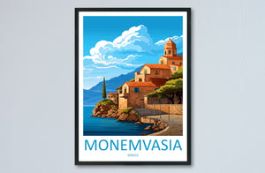 Monemvasia Travel Print Wall Art Monemvasia Greece Wall Hanging Home Decoration Monemvasia Gift Art Lovers Wall Art Print