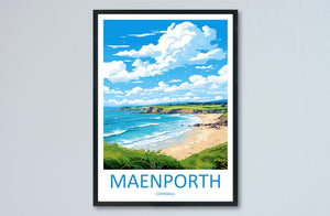 Maenporth Travel Print Wall Art Maenporth Wall Hanging Home Décor Maenporth Gift Art Lovers Cornwall Art Lover Gift Maenporth Art Poster