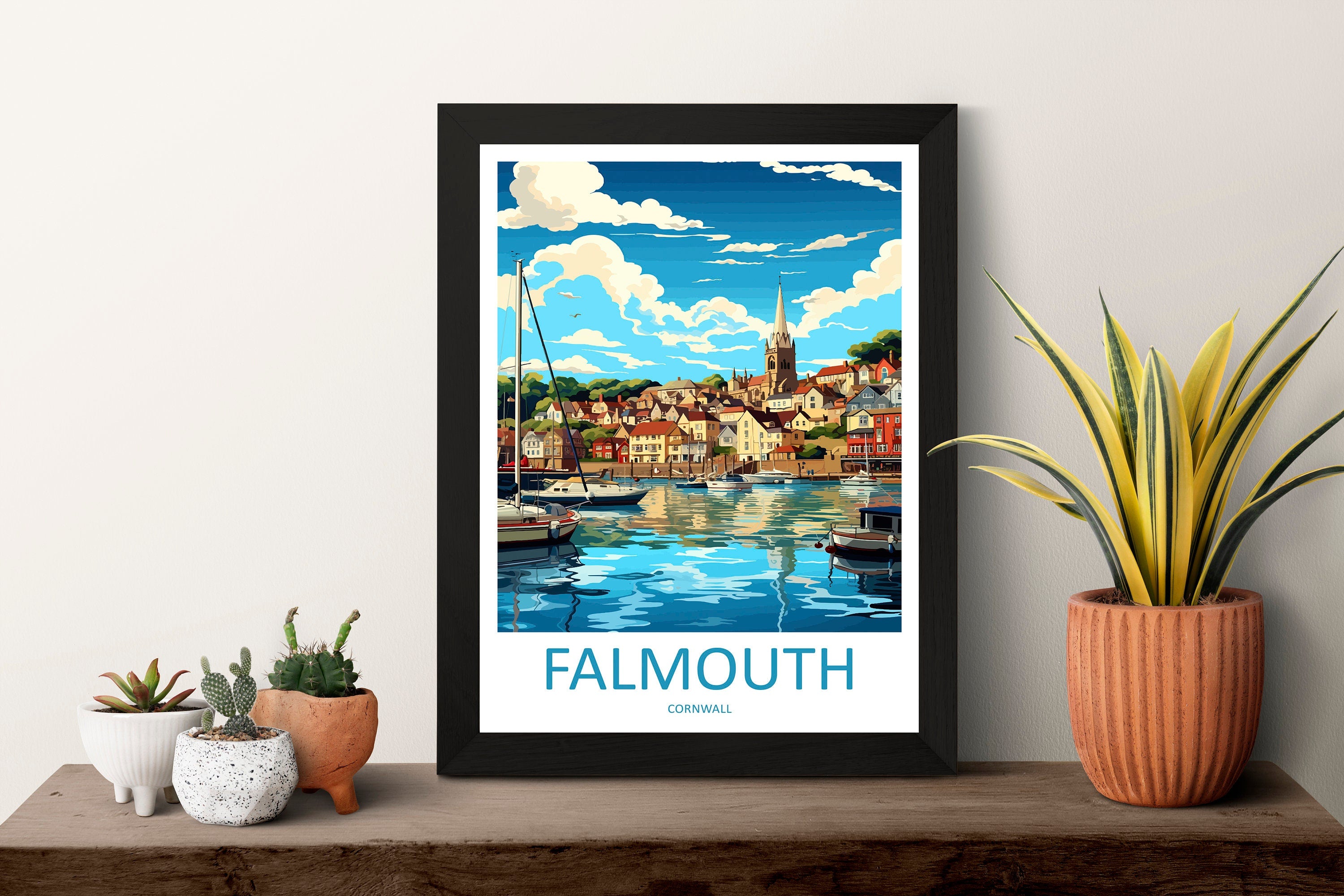Falmouth Travel Print Wall Art Falmouth Wall Hanging Home Décor Falmouth Gift Art Lovers England Art Lover Gift Falmouth Travel Poster