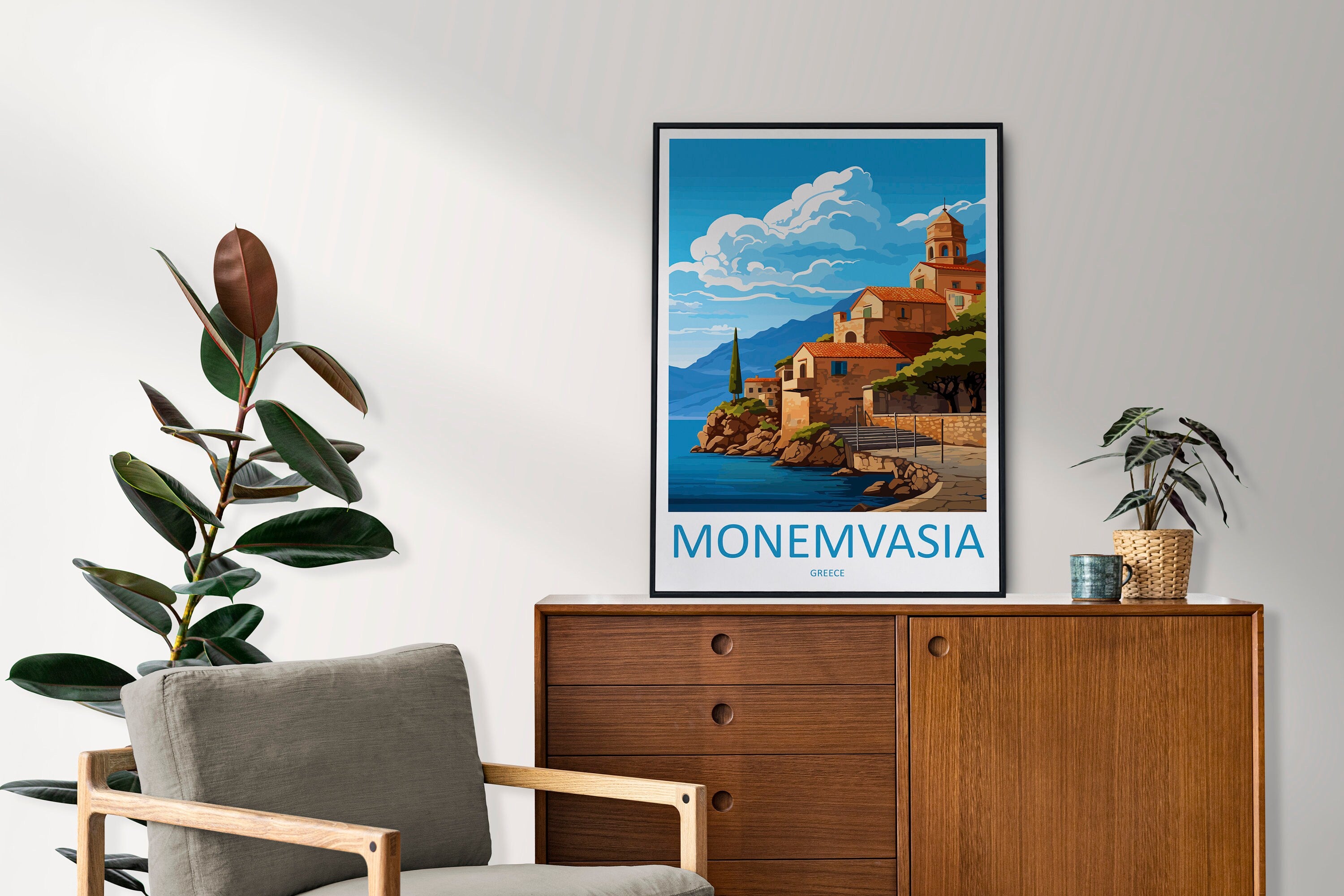 Monemvasia Travel Print Wall Art Monemvasia Greece Wall Hanging Home Decoration Monemvasia Gift Art Lovers Wall Art Print