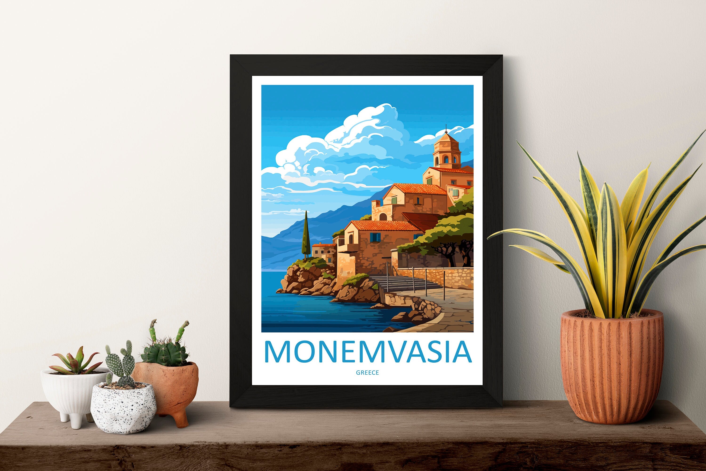 Monemvasia Travel Print Wall Art Monemvasia Greece Wall Hanging Home Decoration Monemvasia Gift Art Lovers Wall Art Print