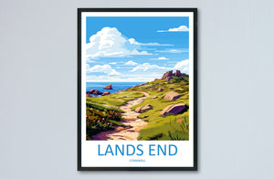 Lands End Travel Print Wall Art Lands End Wall Hanging Home Décor Lands End Gift Art Lovers Cornwall Art Lover Gift Lands End Art Poster