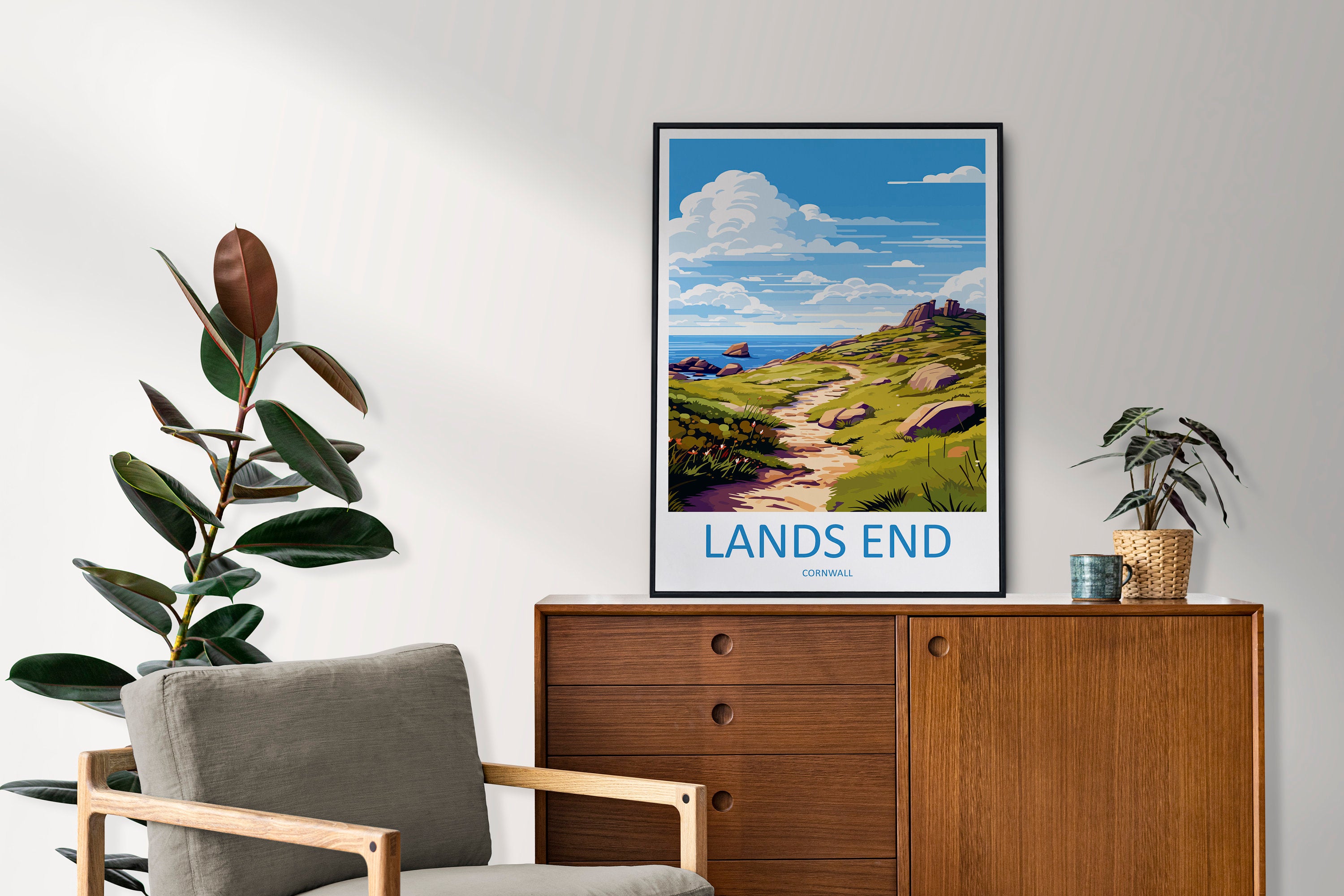 Lands End Travel Print Wall Art Lands End Wall Hanging Home Décor Lands End Gift Art Lovers Cornwall Art Lover Gift Lands End Art Poster