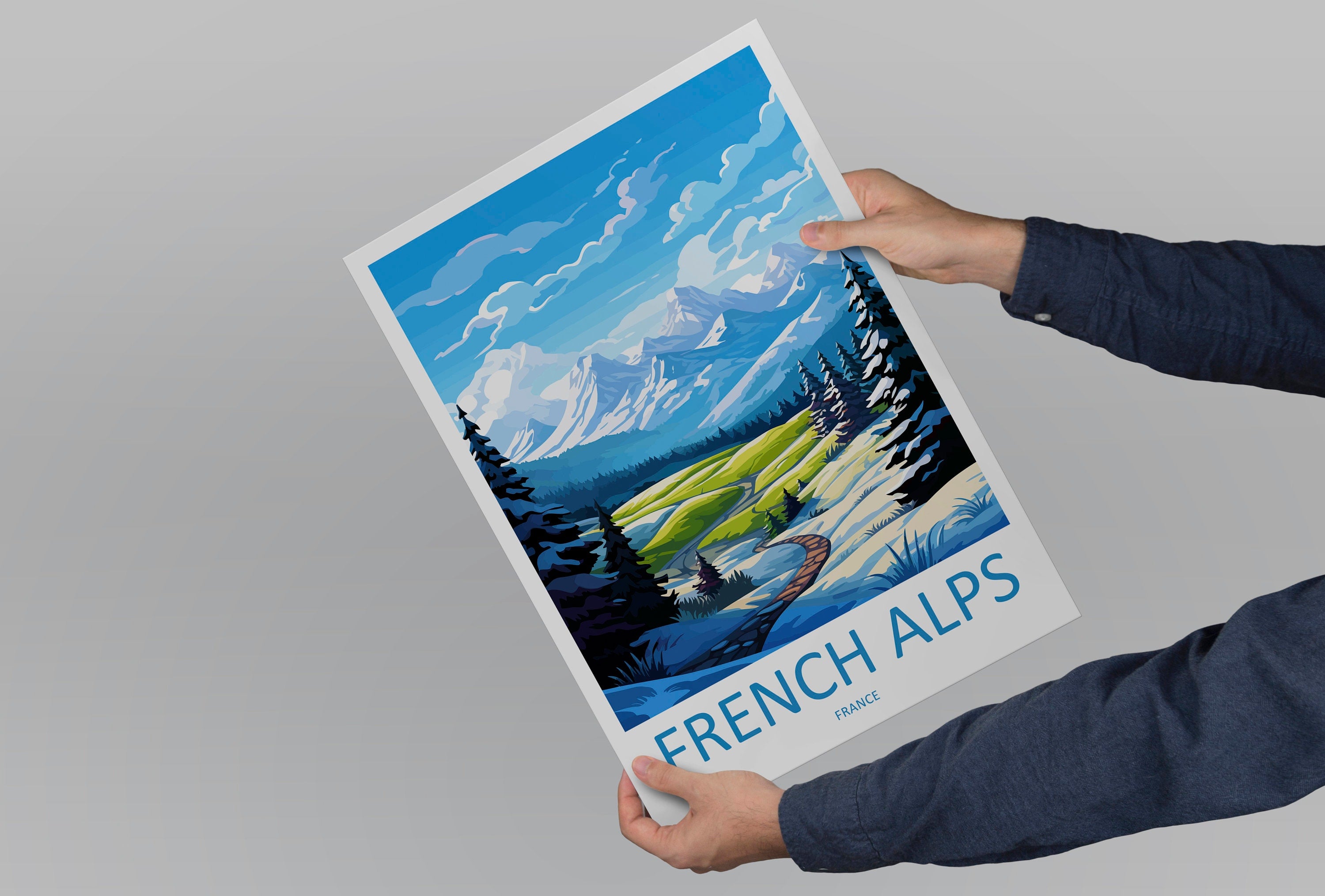 French Alps Travel Print Wall Art French Alps Wall Hanging Home Décor French Alps Gift Art Lovers France Art French Alps Art