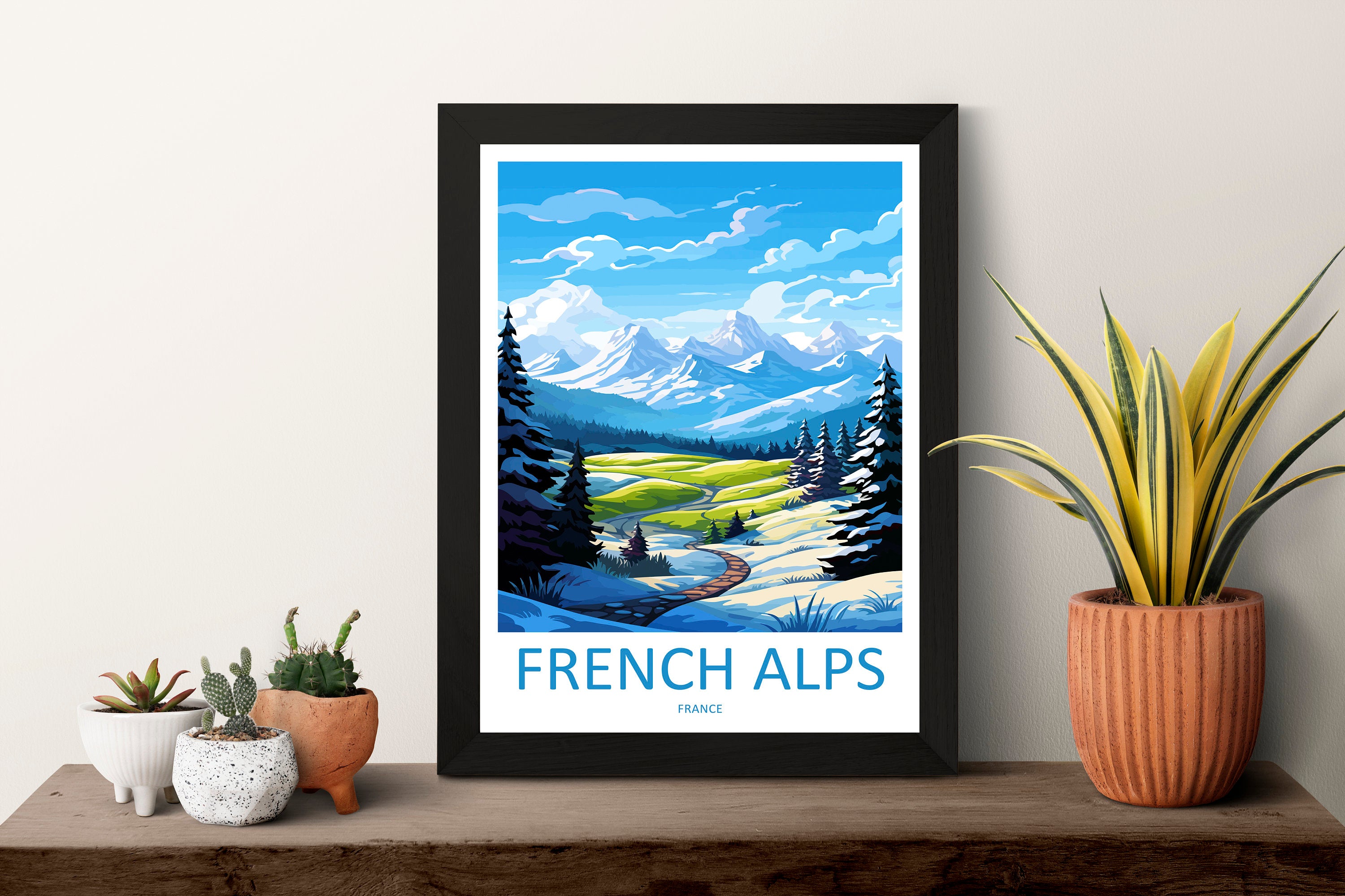 French Alps Travel Print Wall Art French Alps Wall Hanging Home Décor French Alps Gift Art Lovers France Art French Alps Art