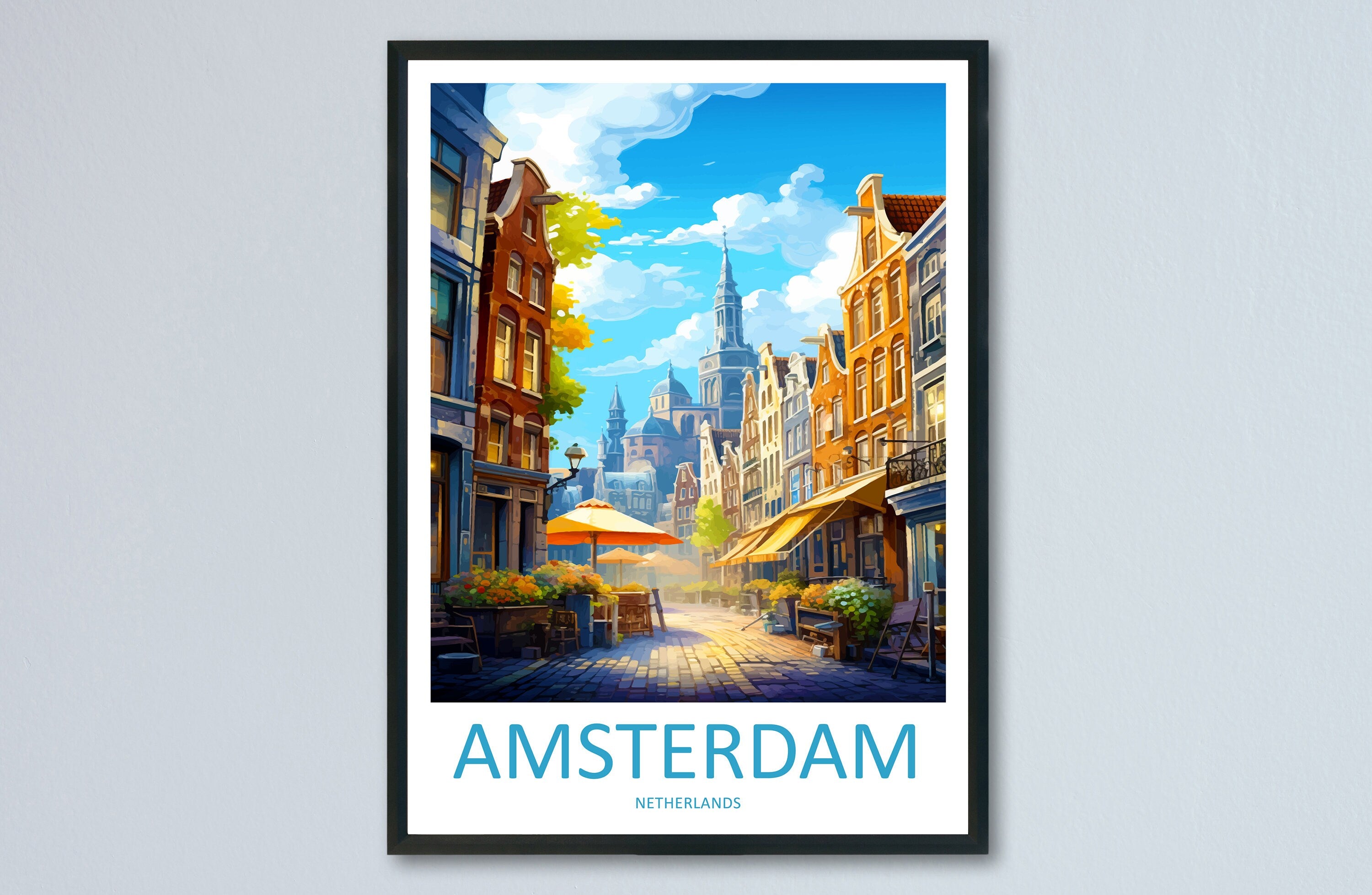 Amsterdam Travel Print Wall Art Amsterdam Wall Hanging Home Décor Amsterdam Gift Art Lovers Netherlands Art Lover Gift Amsterdam Decor