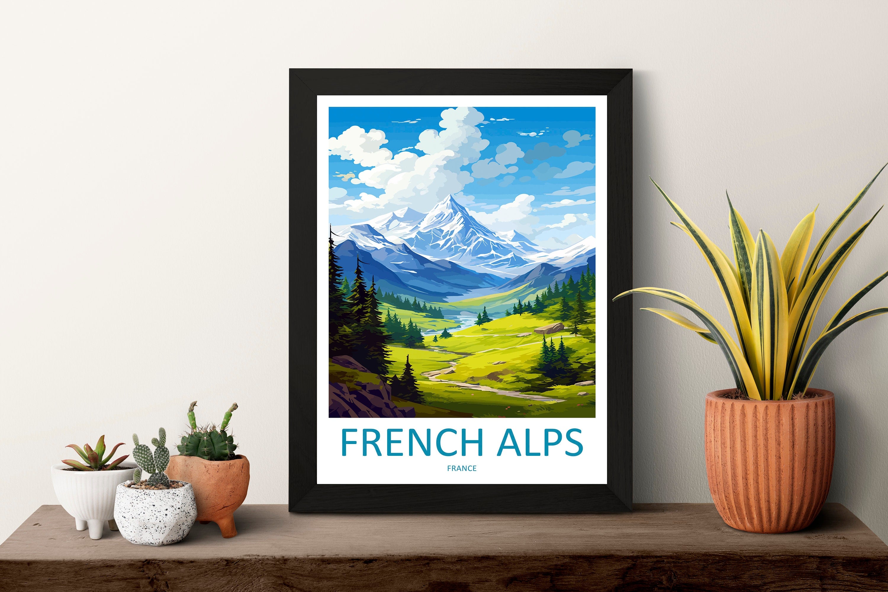 French Alps Travel Print Wall Art French Alps Wall Hanging Home Décor French Alps Gift Art Lovers France Art French Alps Art