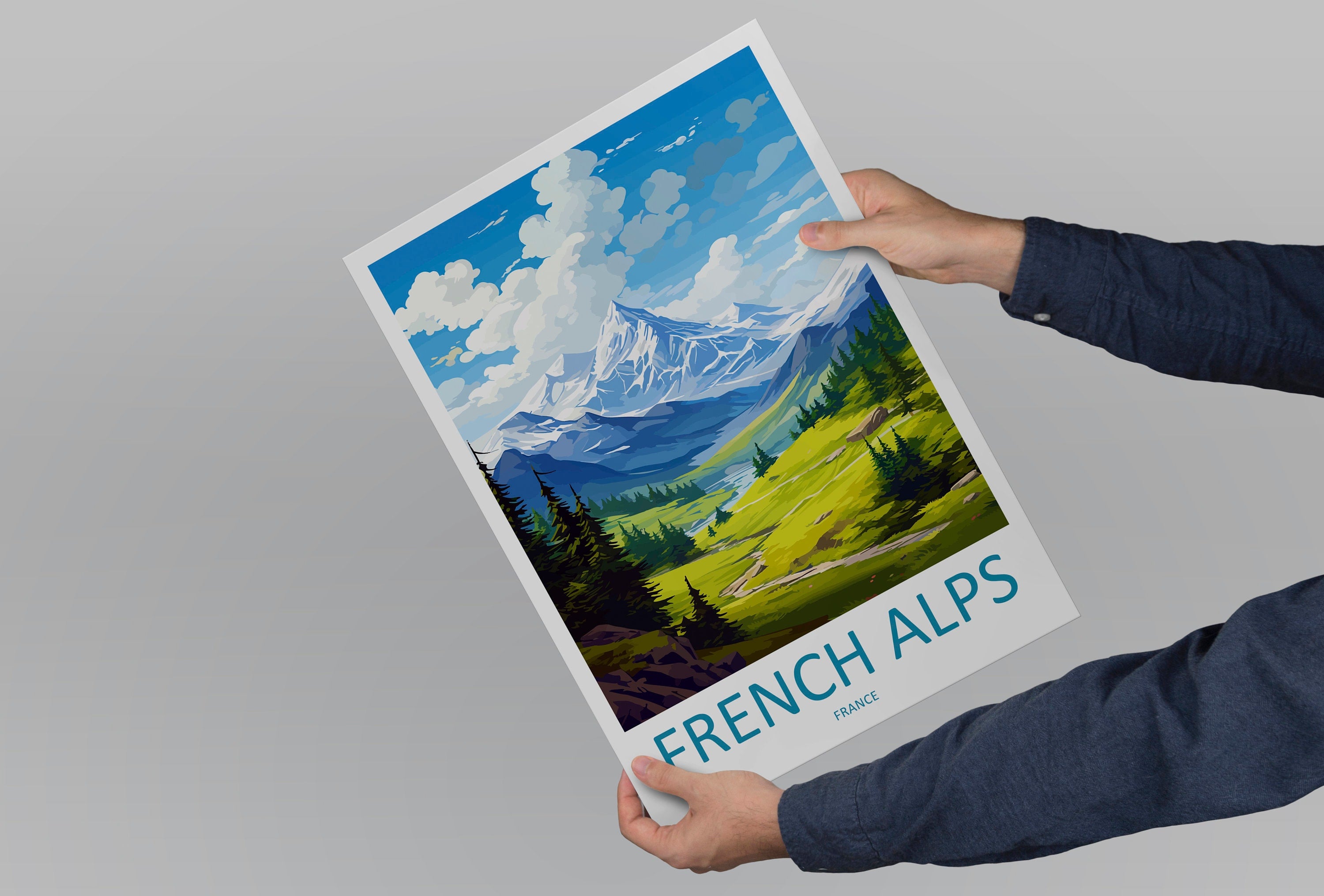 French Alps Travel Print Wall Art French Alps Wall Hanging Home Décor French Alps Gift Art Lovers France Art French Alps Art