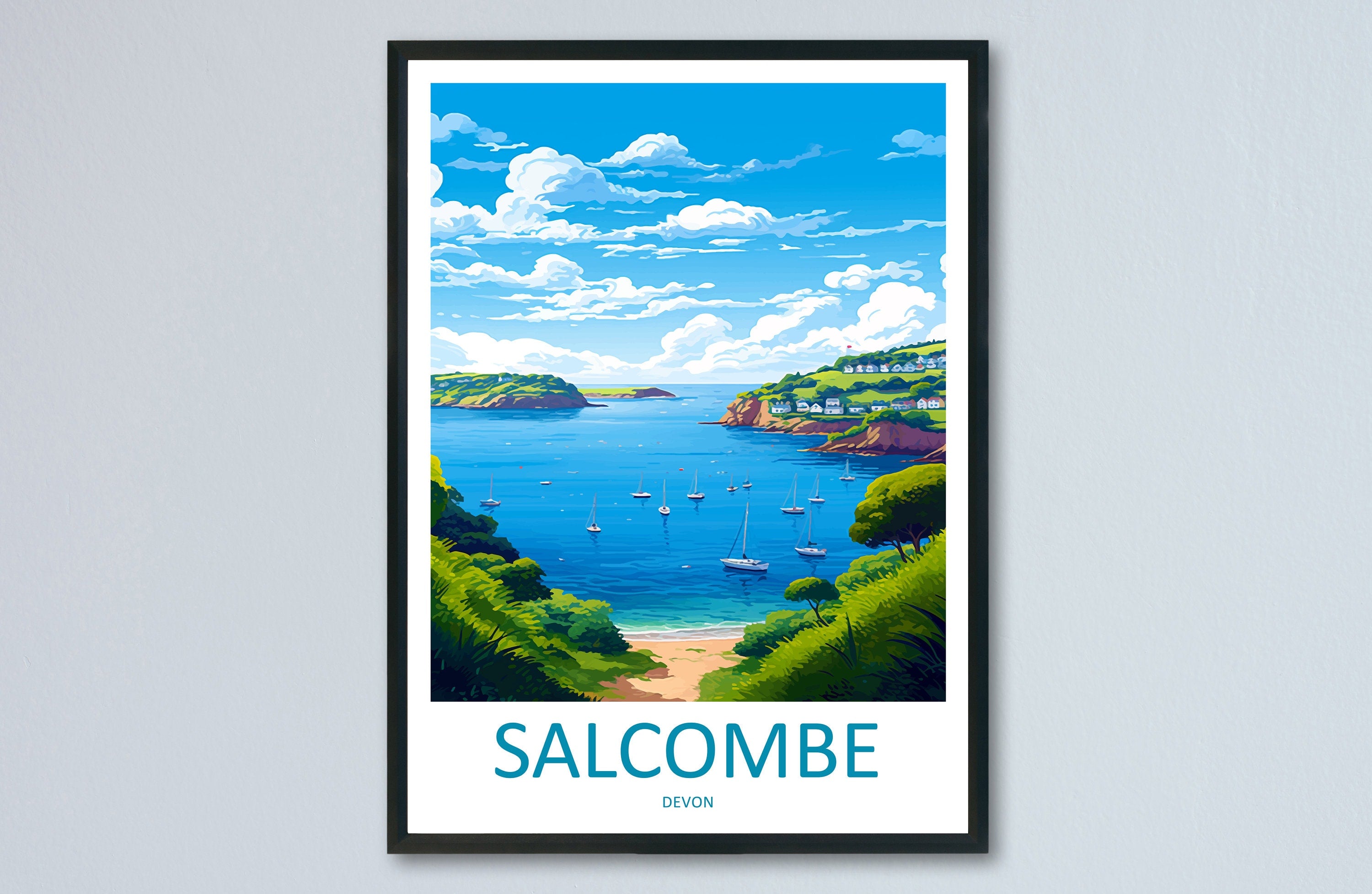 Salcombe Travel Print Wall Art Salcombe Wall Hanging Home Décor Salcombe Gift Art Lovers England Art Lover Gift Salcombe Art Poster
