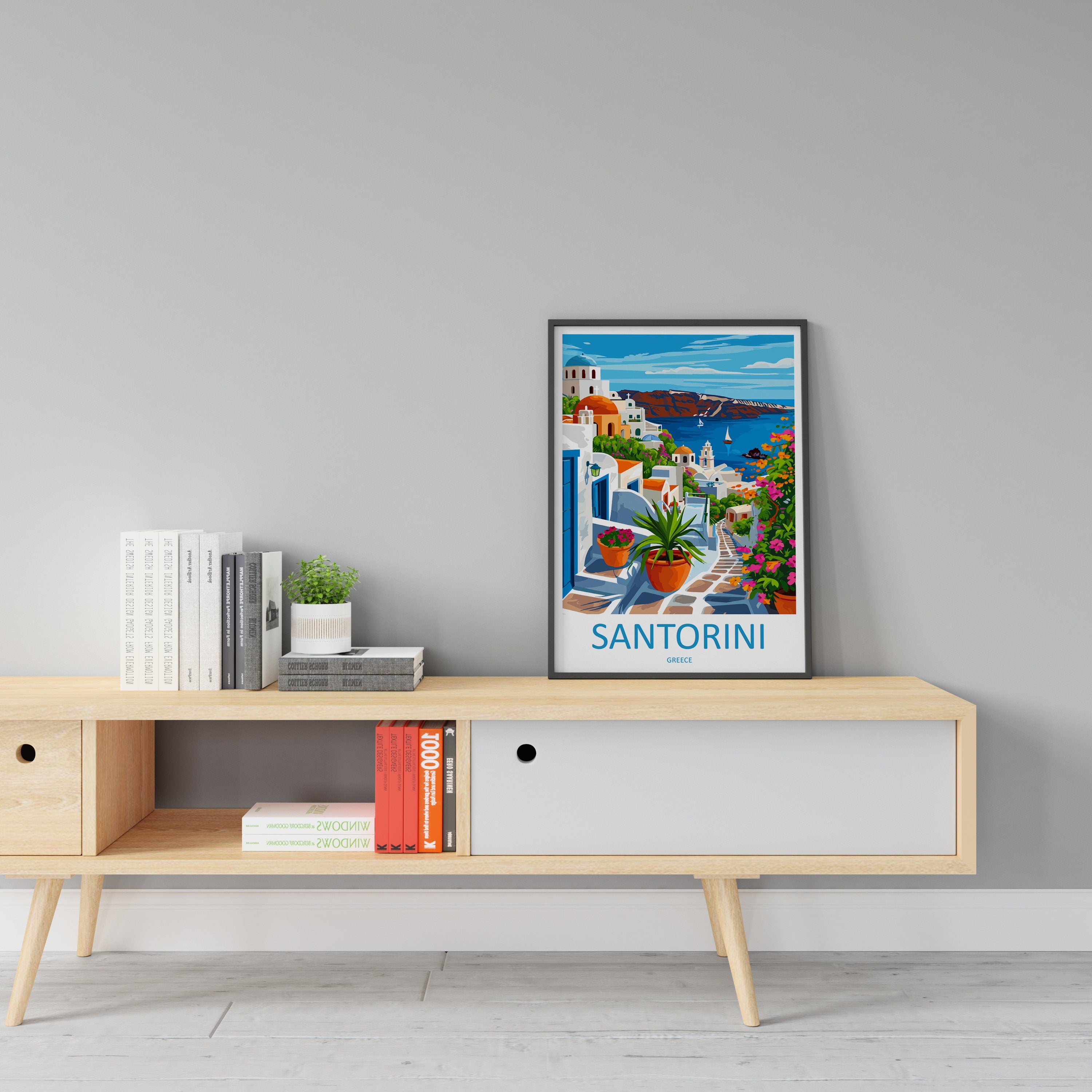 Santorini Travel Print Wall Art Santorini Greece Wall Hanging Home Decoration Santorini Gift Art Lovers Wall Art Print Santorini Greek Print