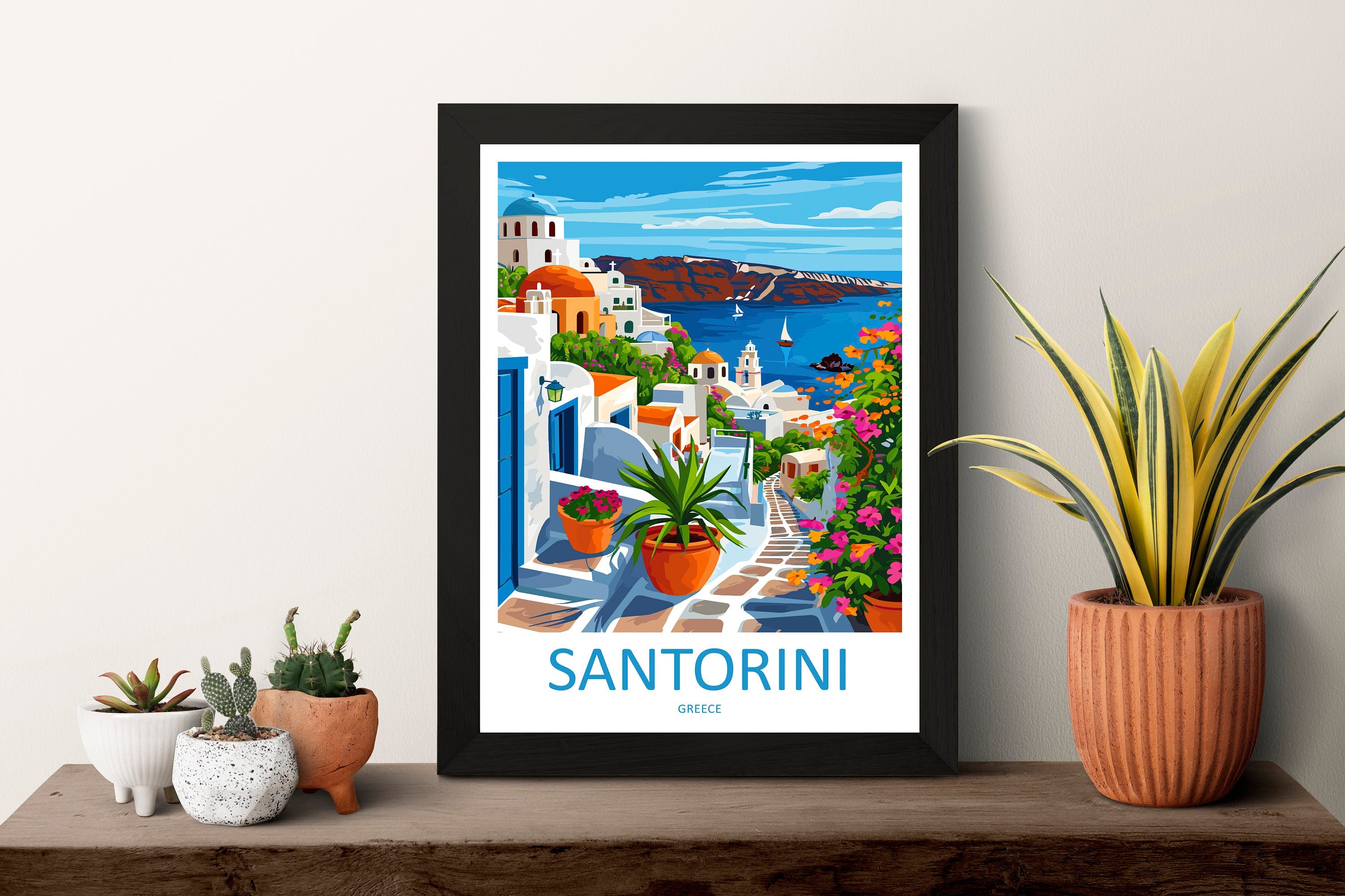 Santorini Travel Print Wall Art Santorini Greece Wall Hanging Home Decoration Santorini Gift Art Lovers Wall Art Print Santorini Greek Print