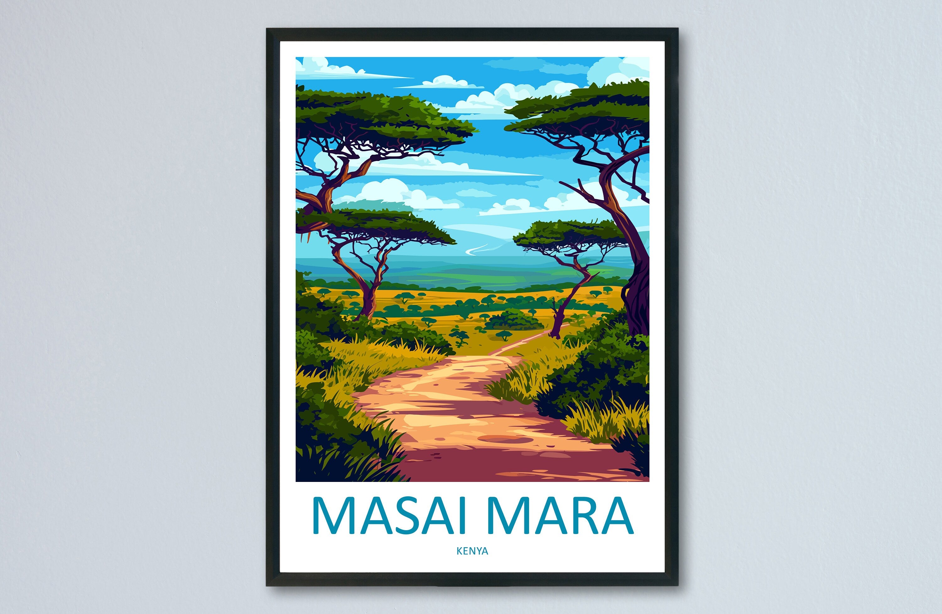 Masai Mara Travel Print Wall Art Masai Mara Wall Hanging Home Décor Masai Mara Gift Art Lovers Kenya Art Lover Gift Kenya Travel Print
