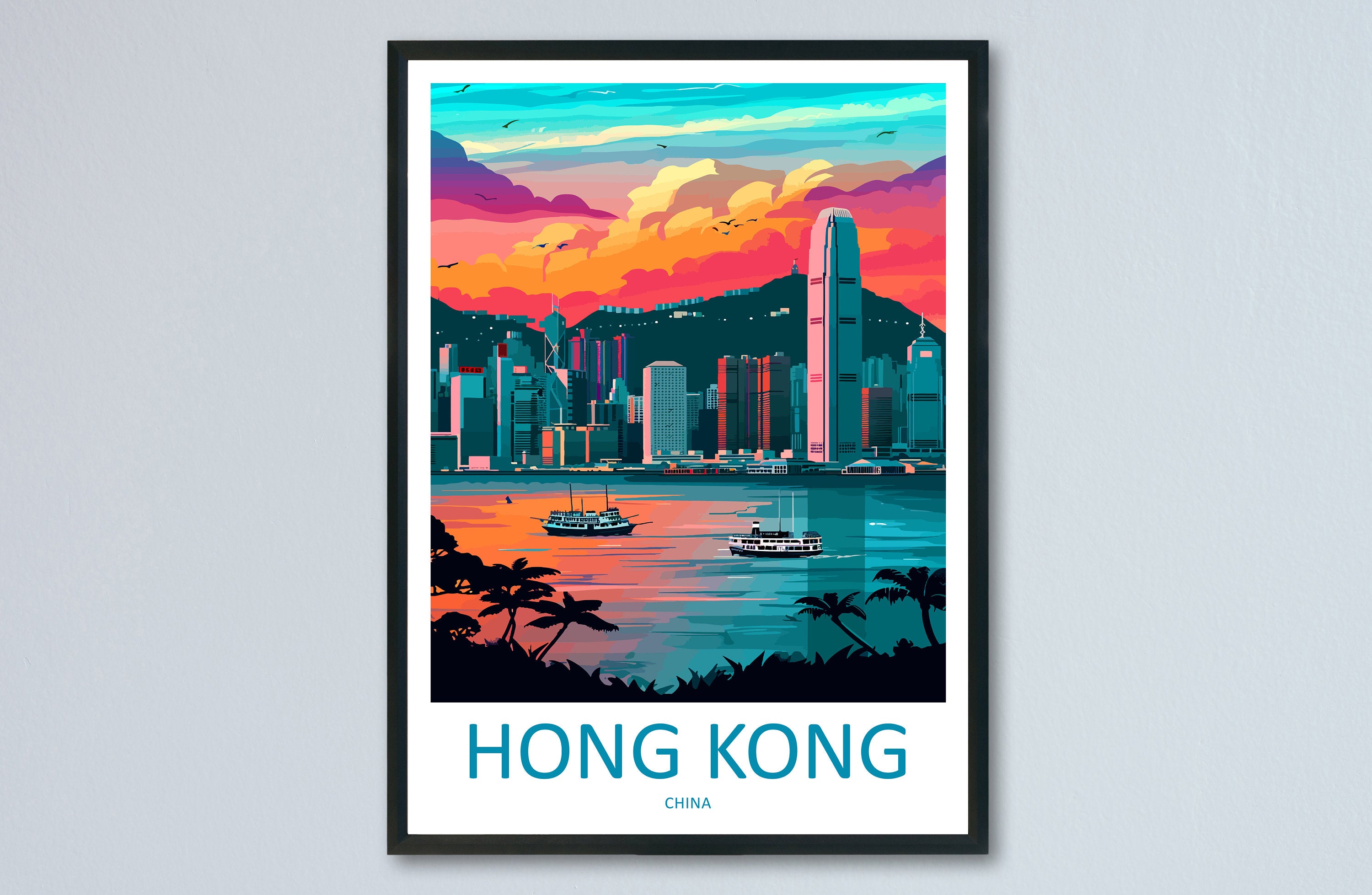 Hong Kong Travel Print Wall Art Hong Kong Wall Hanging Home Décor Gift Hong Kong Art Lovers China Hong Kong Art Gift Lover Print