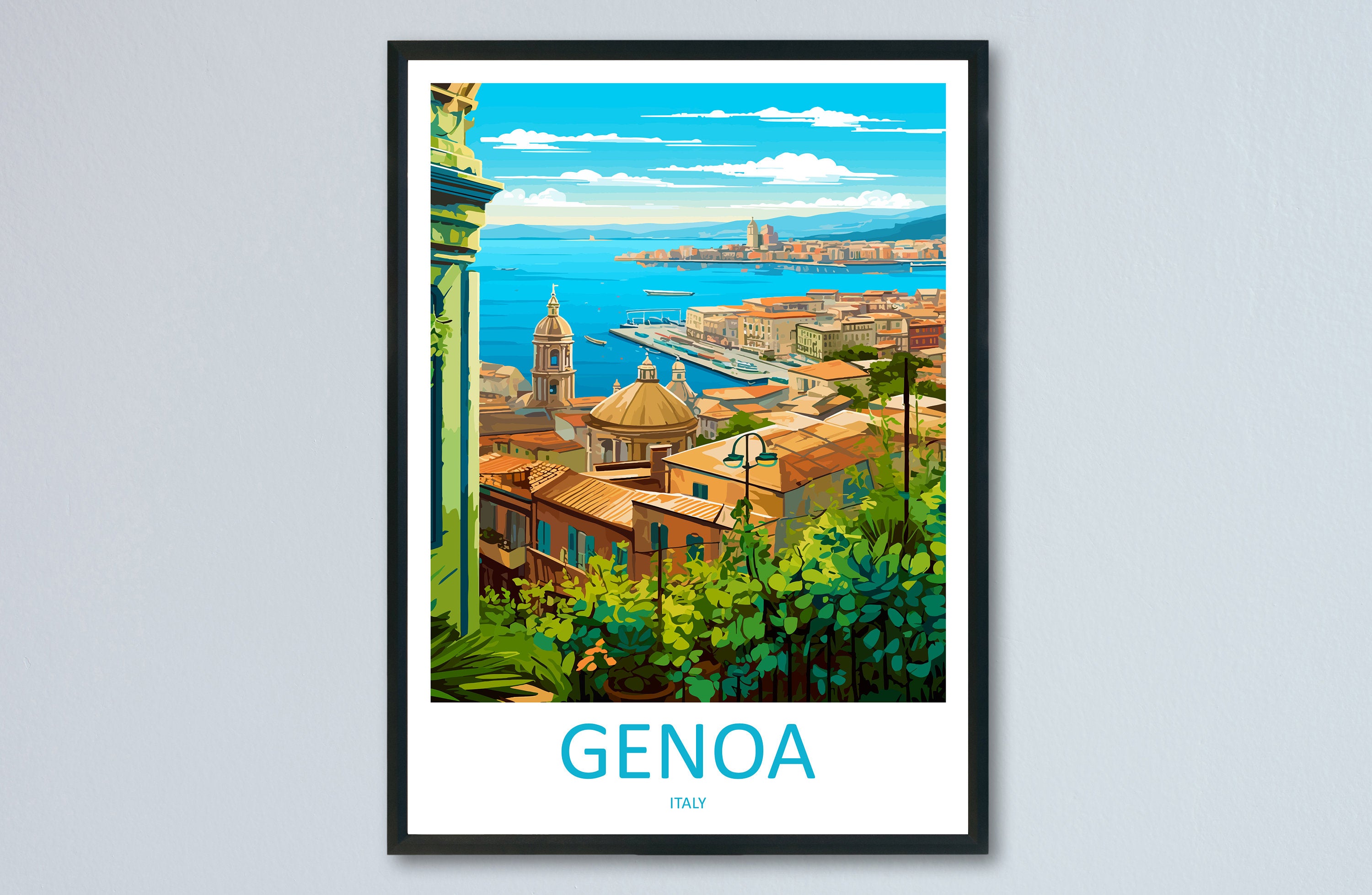 Genoa Travel Print Wall Art Genoa Wall Hanging Home Décor Genoa Gift Art Lovers Italy Art Lover Gift Genoa Print Genoa Travel Gift Print