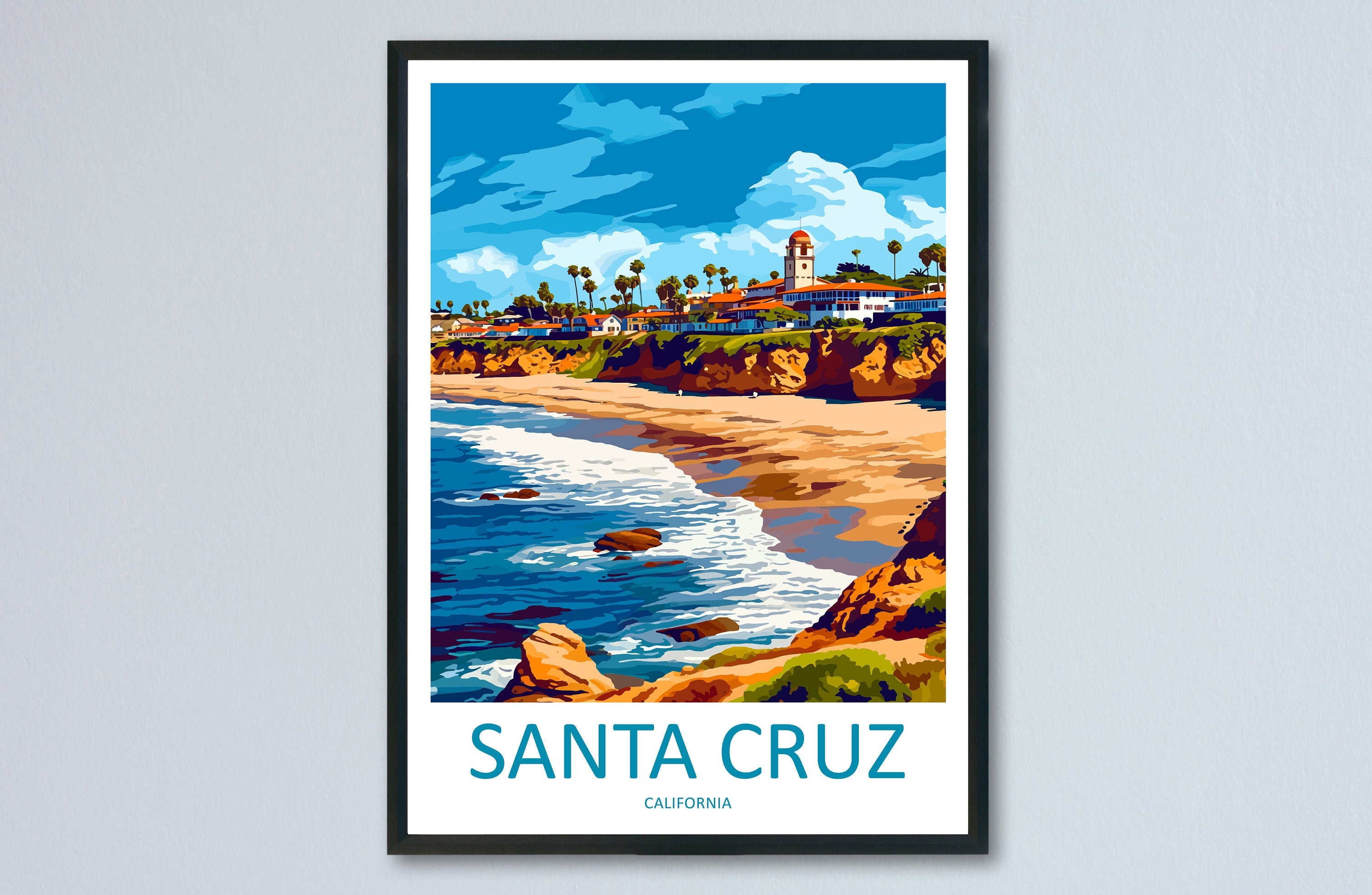 Santa Cruz Travel Print Wall Art Santa Cruz Wall Hanging Home Décor Santa Cruz Gift Art Lovers California Art Lover Gift Santa Cruz Poster