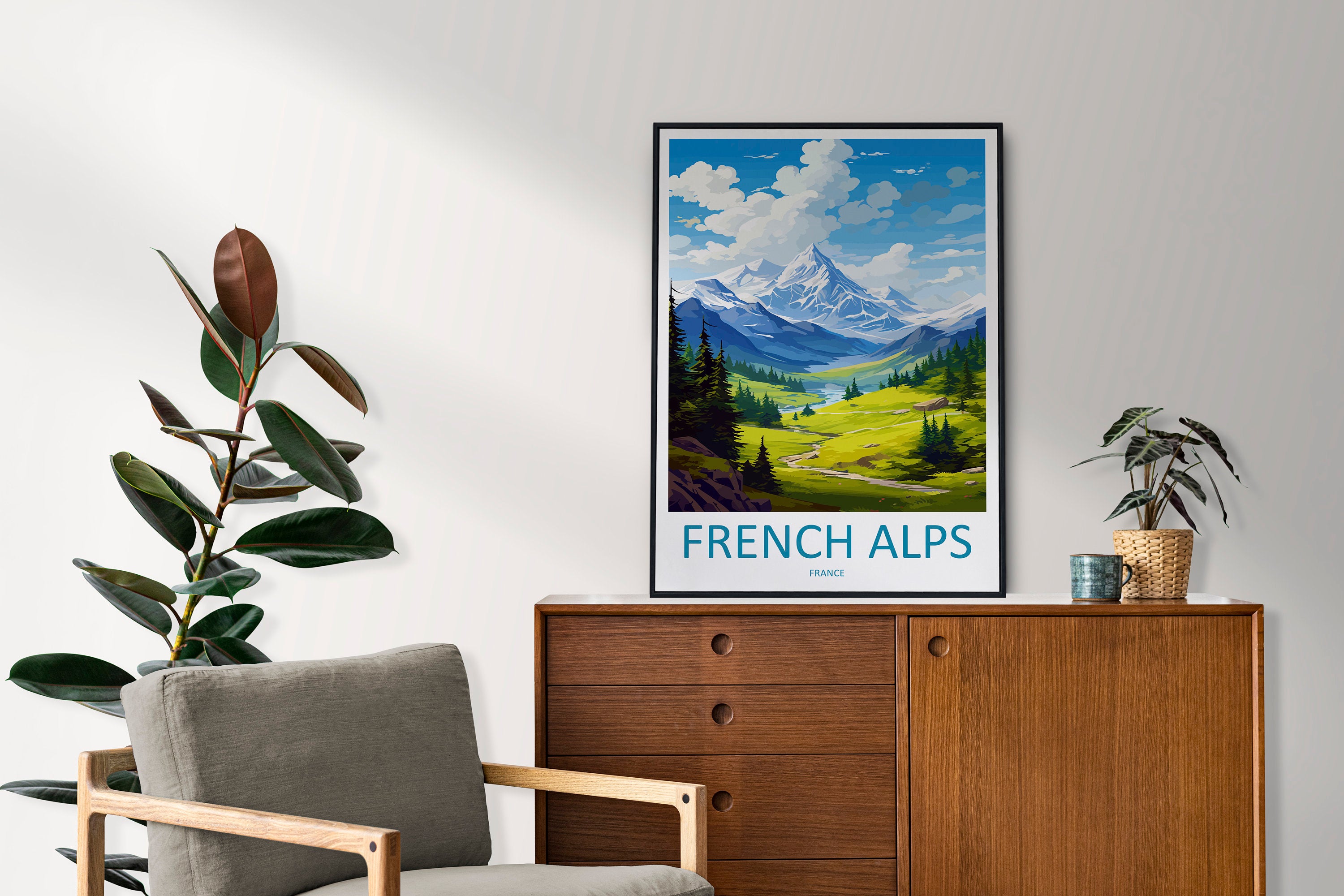 French Alps Travel Print Wall Art French Alps Wall Hanging Home Décor French Alps Gift Art Lovers France Art French Alps Art