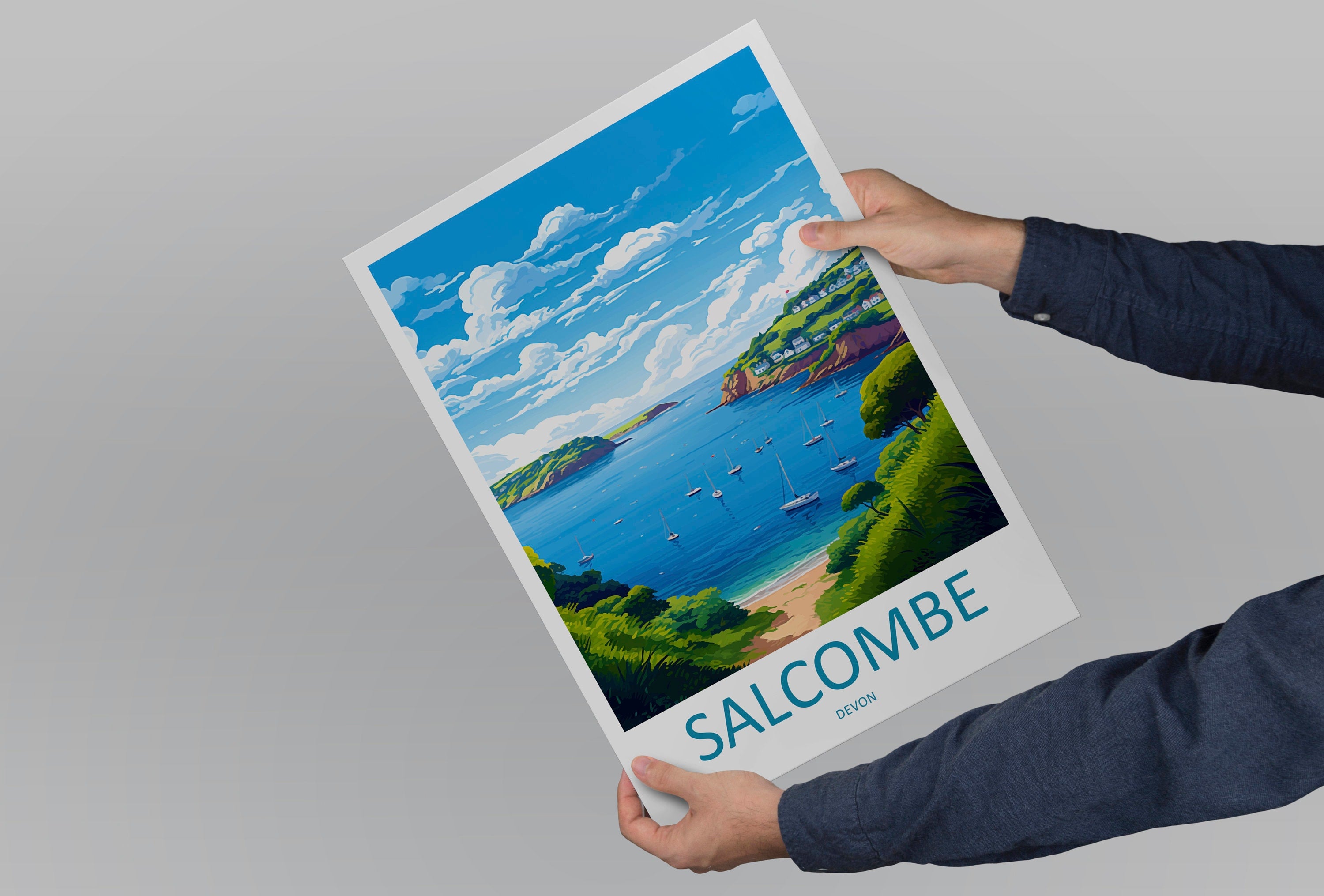 Salcombe Travel Print Wall Art Salcombe Wall Hanging Home Décor Salcombe Gift Art Lovers England Art Lover Gift Salcombe Art Poster