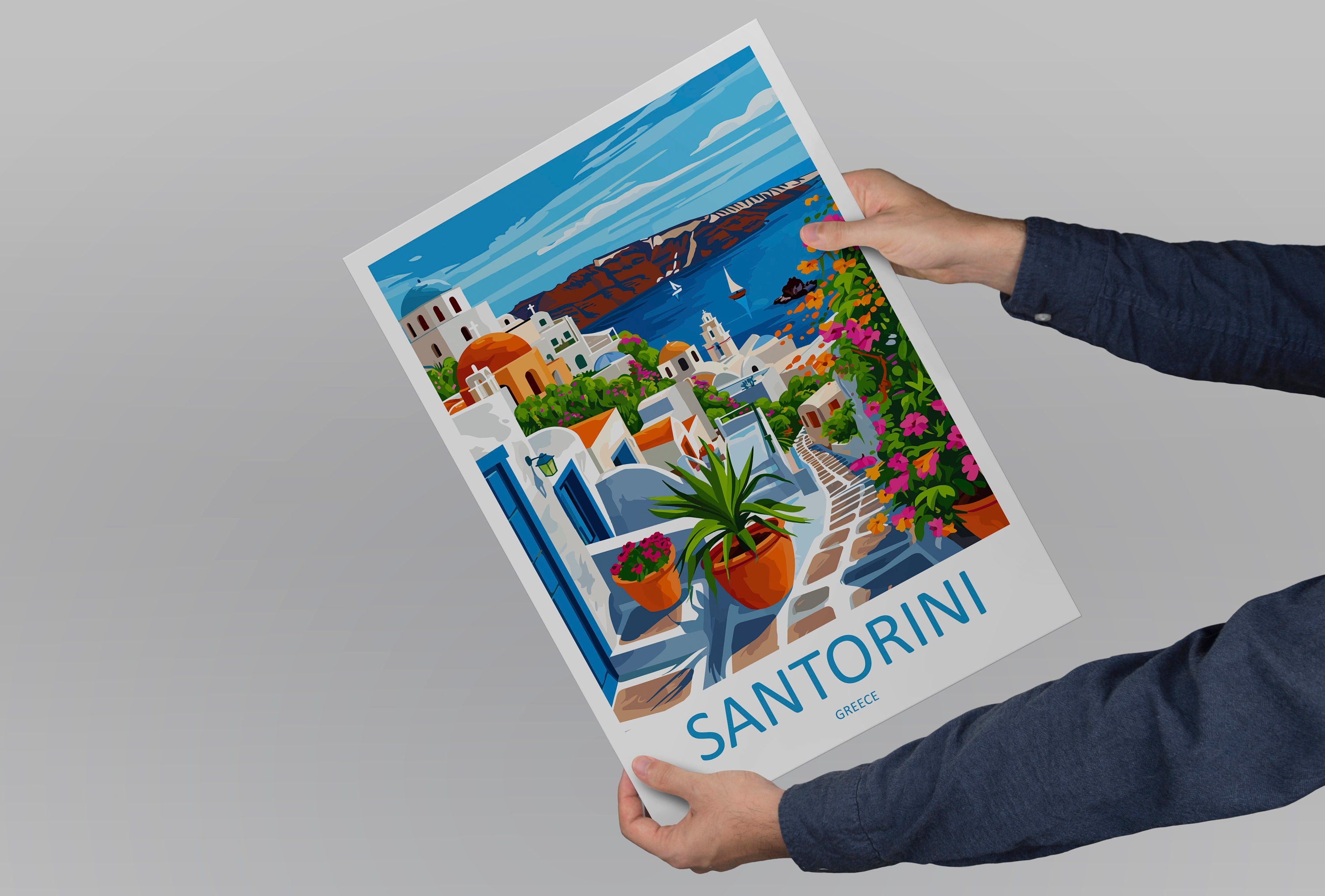 Santorini Travel Print Wall Art Santorini Greece Wall Hanging Home Decoration Santorini Gift Art Lovers Wall Art Print Santorini Greek Print