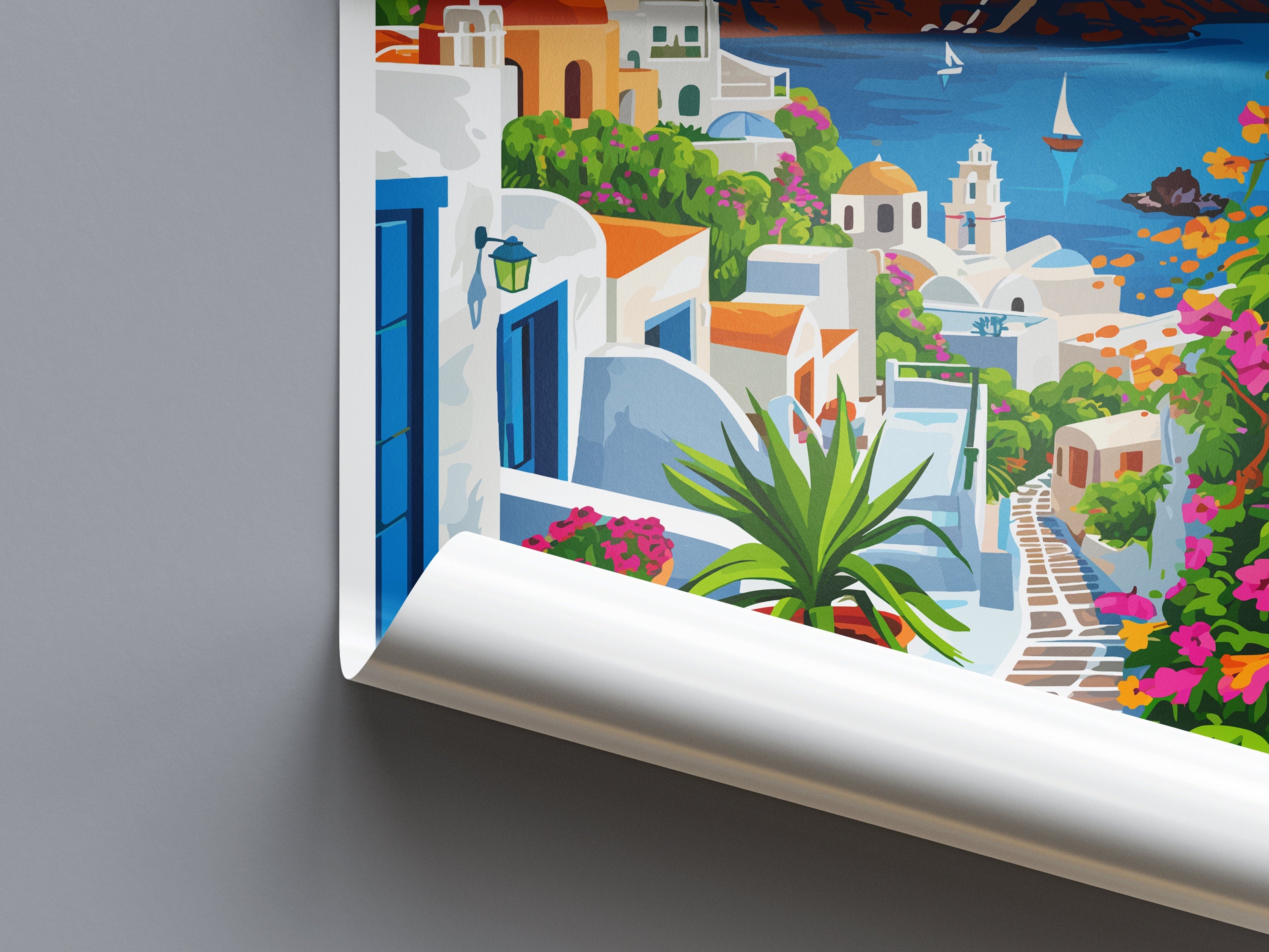 Santorini Travel Print Wall Art Santorini Greece Wall Hanging Home Decoration Santorini Gift Art Lovers Wall Art Print Santorini Greek Print