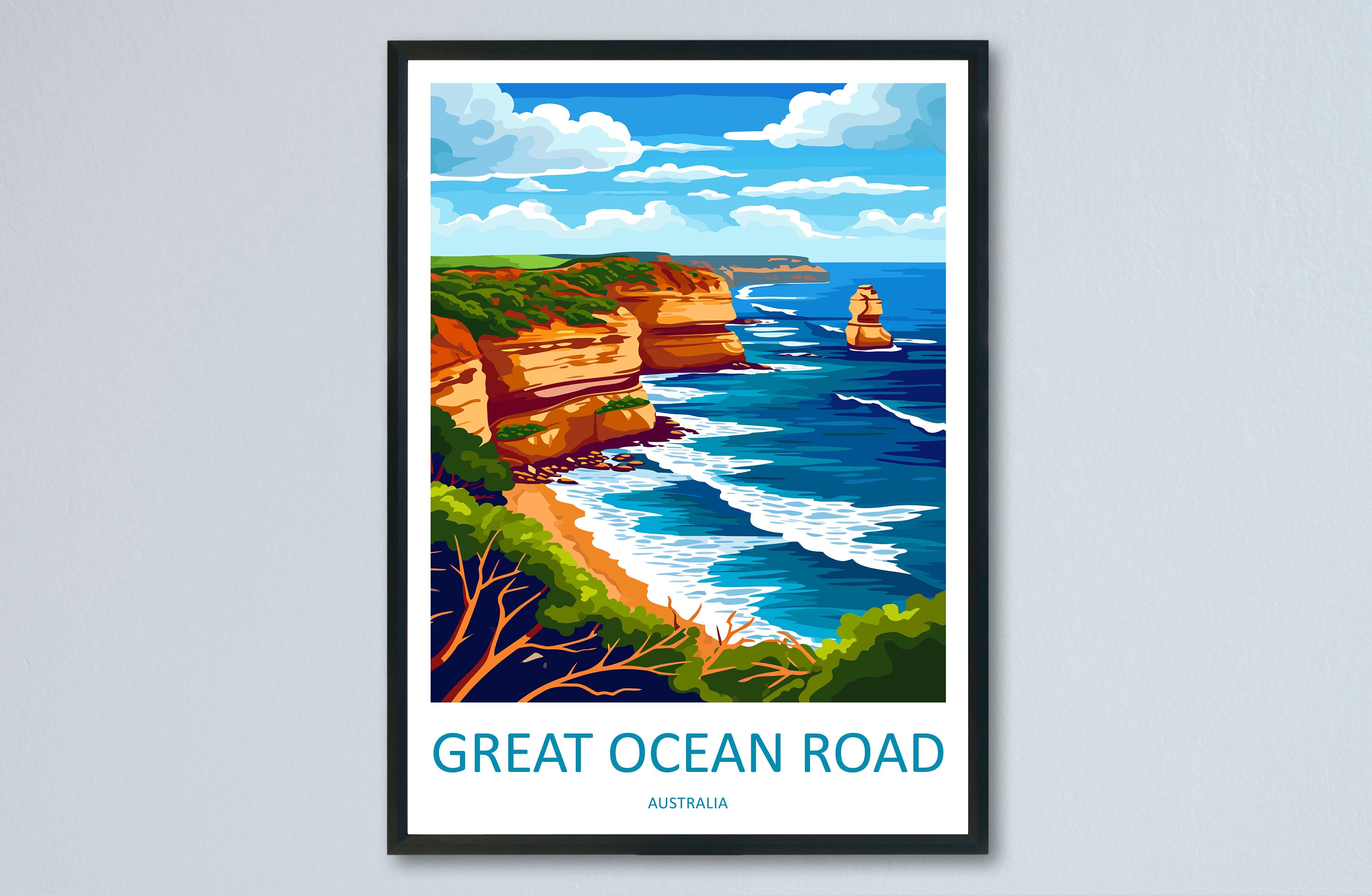 Great Ocean Road Travel Print Wall Art Ocean Road Wall Hanging Home Décor Great Ocean Road Gift Art Lovers Wall Art Australia Travel Print