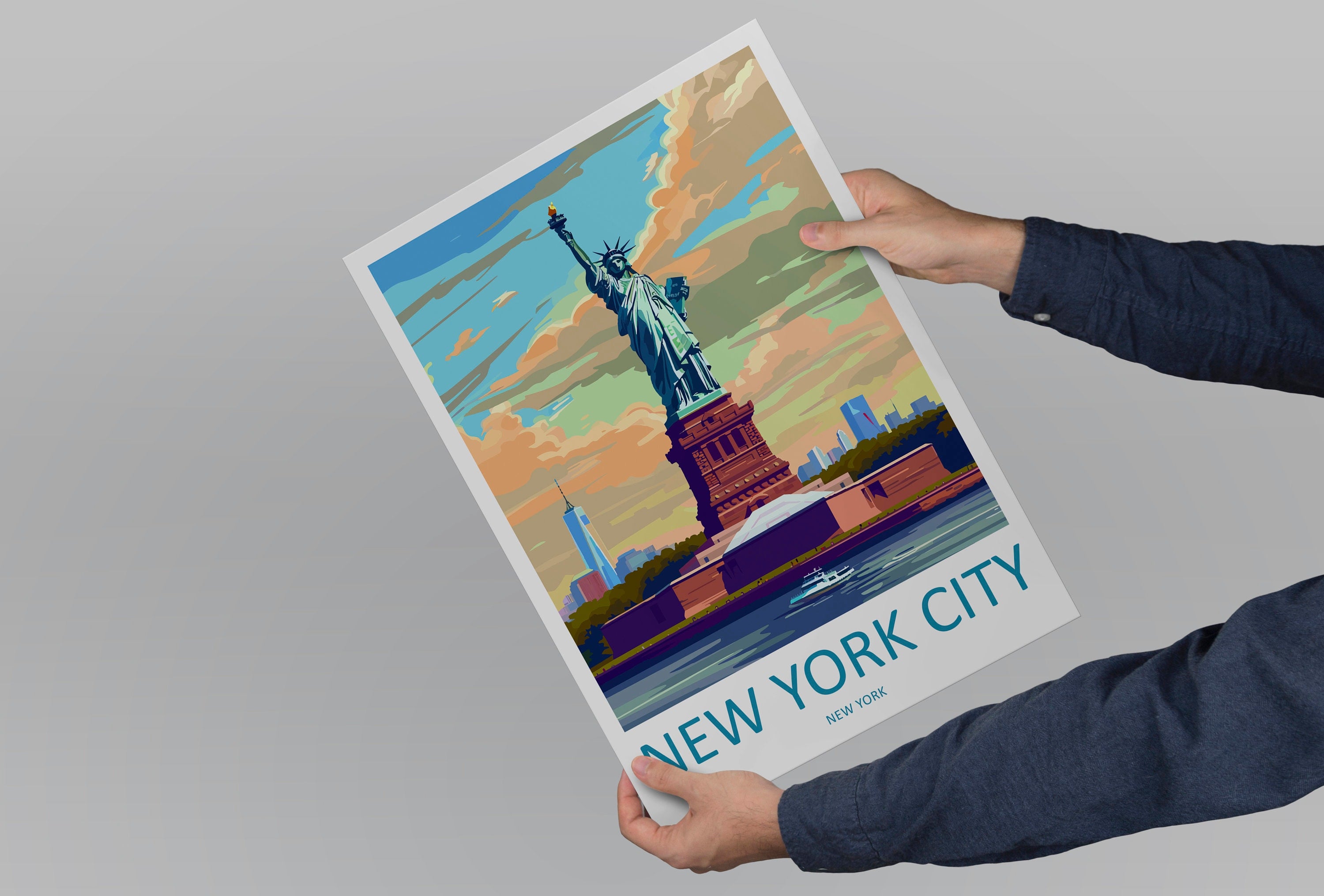 New York Travel Print Wall Art New York Wall Hanging Home Décor New York Gift Art Lovers New York State Art Gift Lover Statue Of Liberty