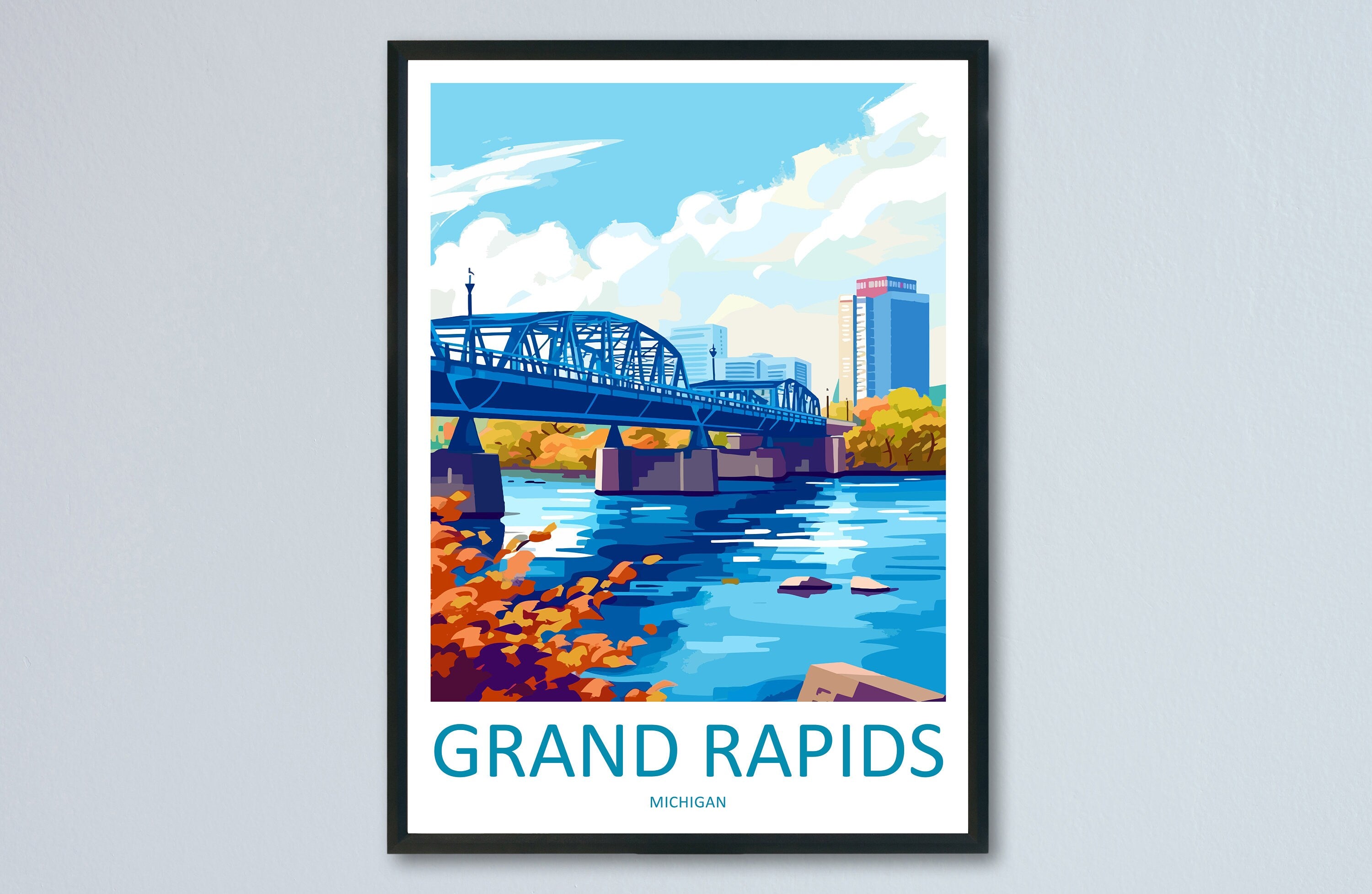 Grand Rapids Travel Print Wall Art Grand Rapids Wall Hanging Home Décor Grand Rapids Gift Art Lovers Michigan Art Lover Gift