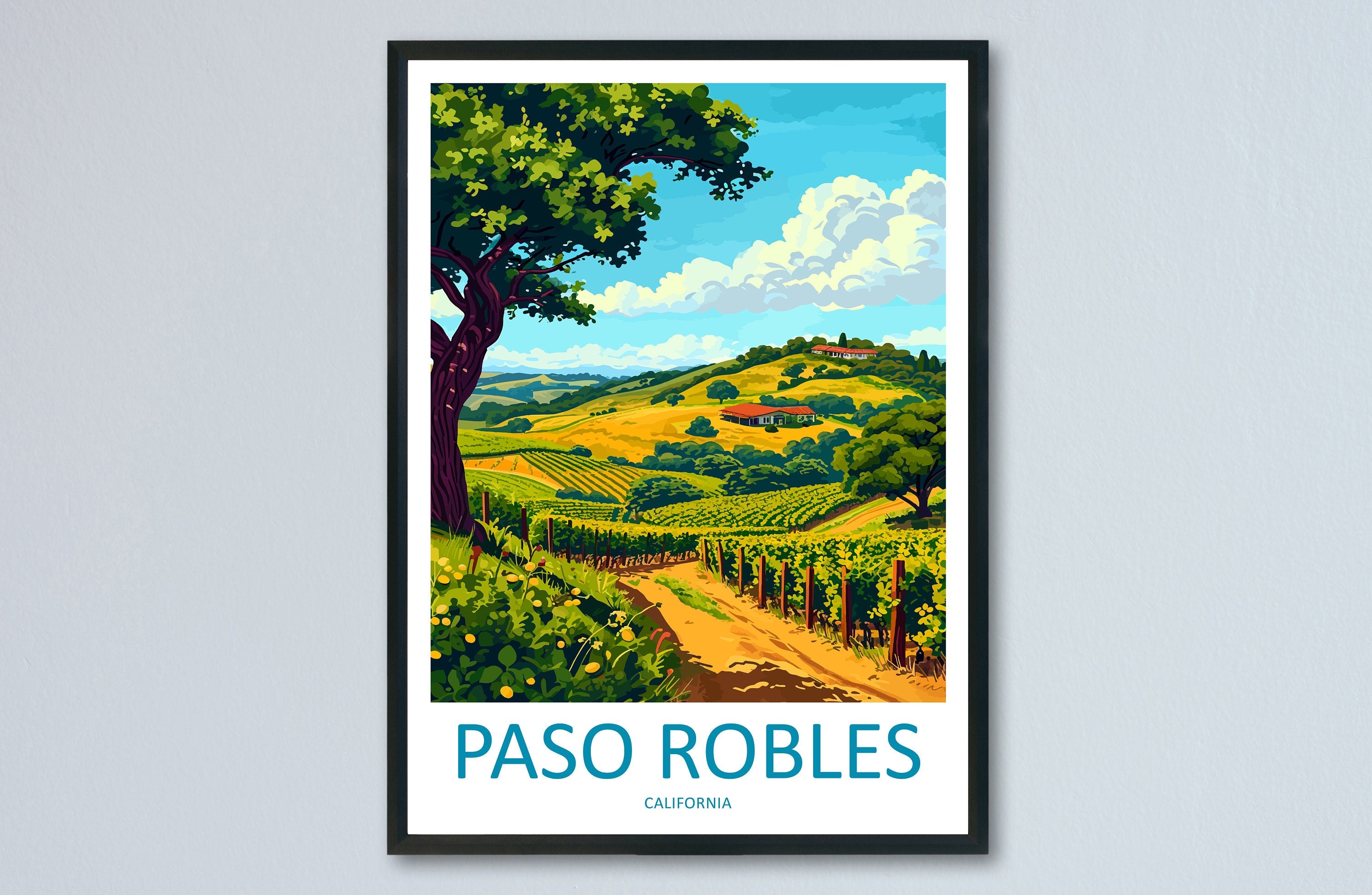Paso Robles Travel Print Wall Art Paso Robles Wall Hanging Home Décor Paso Robles Gift Art Lovers California Art Lover Gift