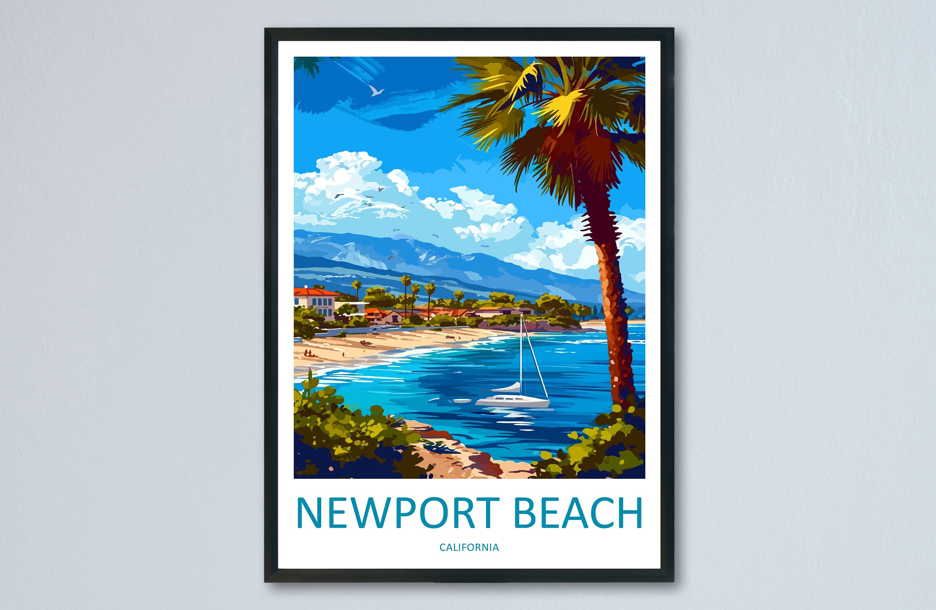 Newport Beach Travel Print Wall Art Newport Beach Wall Hanging Home Décor Newport Beach Gift Art Lovers California Art Lover Gift