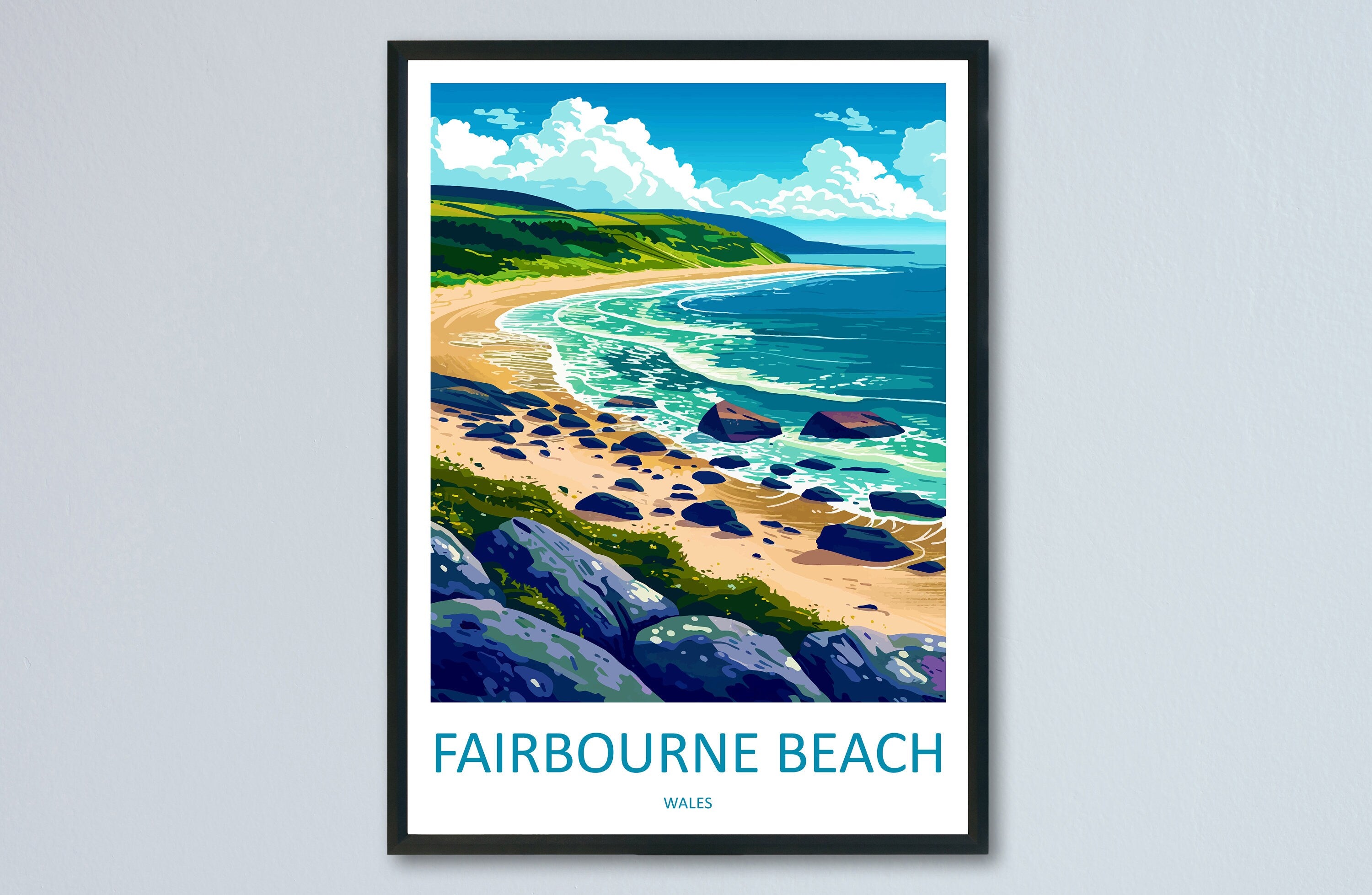 Fairbourne Beach Print Home Decor Landscape Art Print Fairbourne Beach Wall Art for Nature Enthusiast Gift Wall Hanging