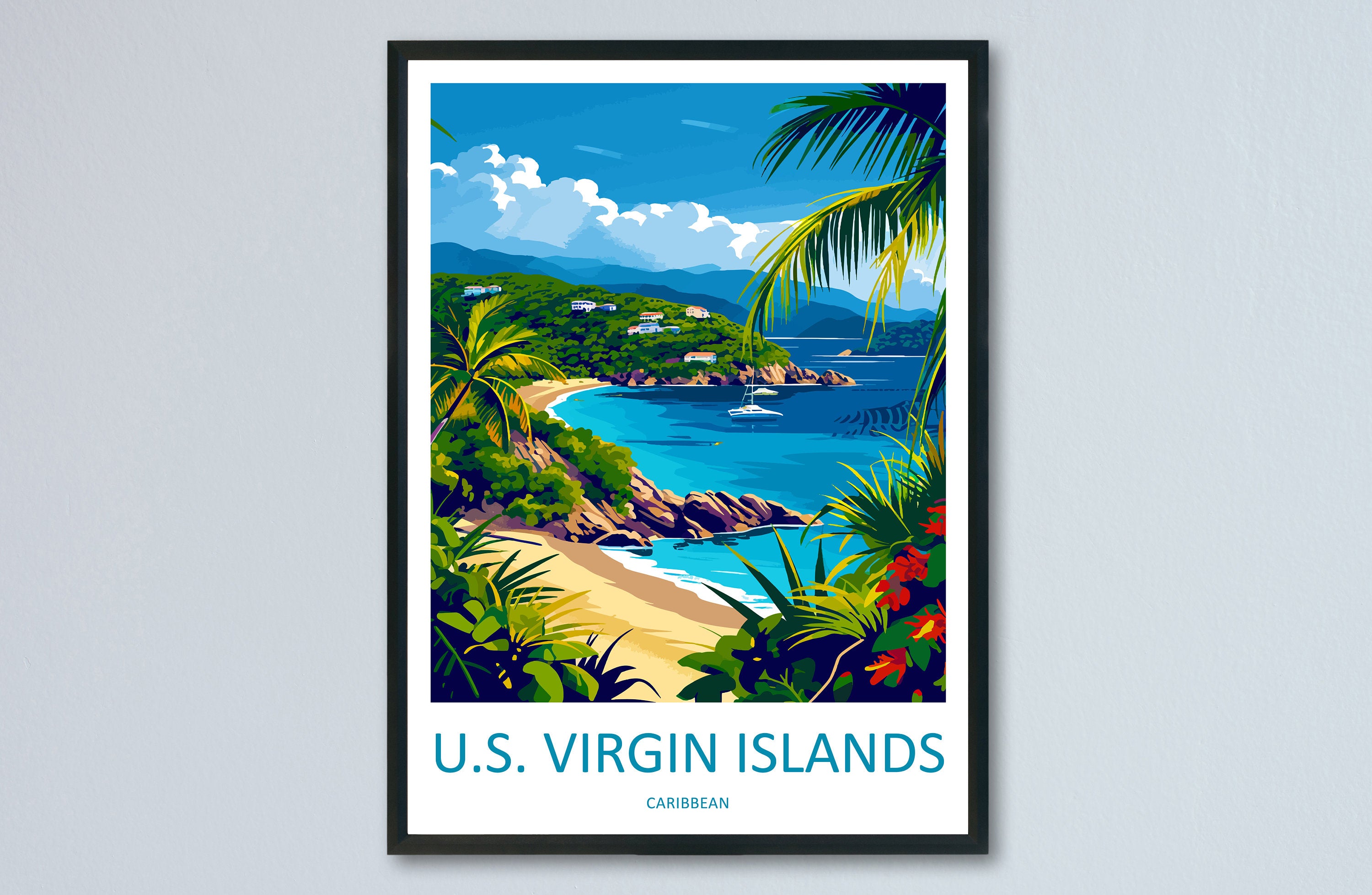 US Virgin Islands Travel Print Wall Art US Virgin Islands Wall Hanging Home Décor US Virgin Islands Gift Art Lovers Wall Art Caribbean