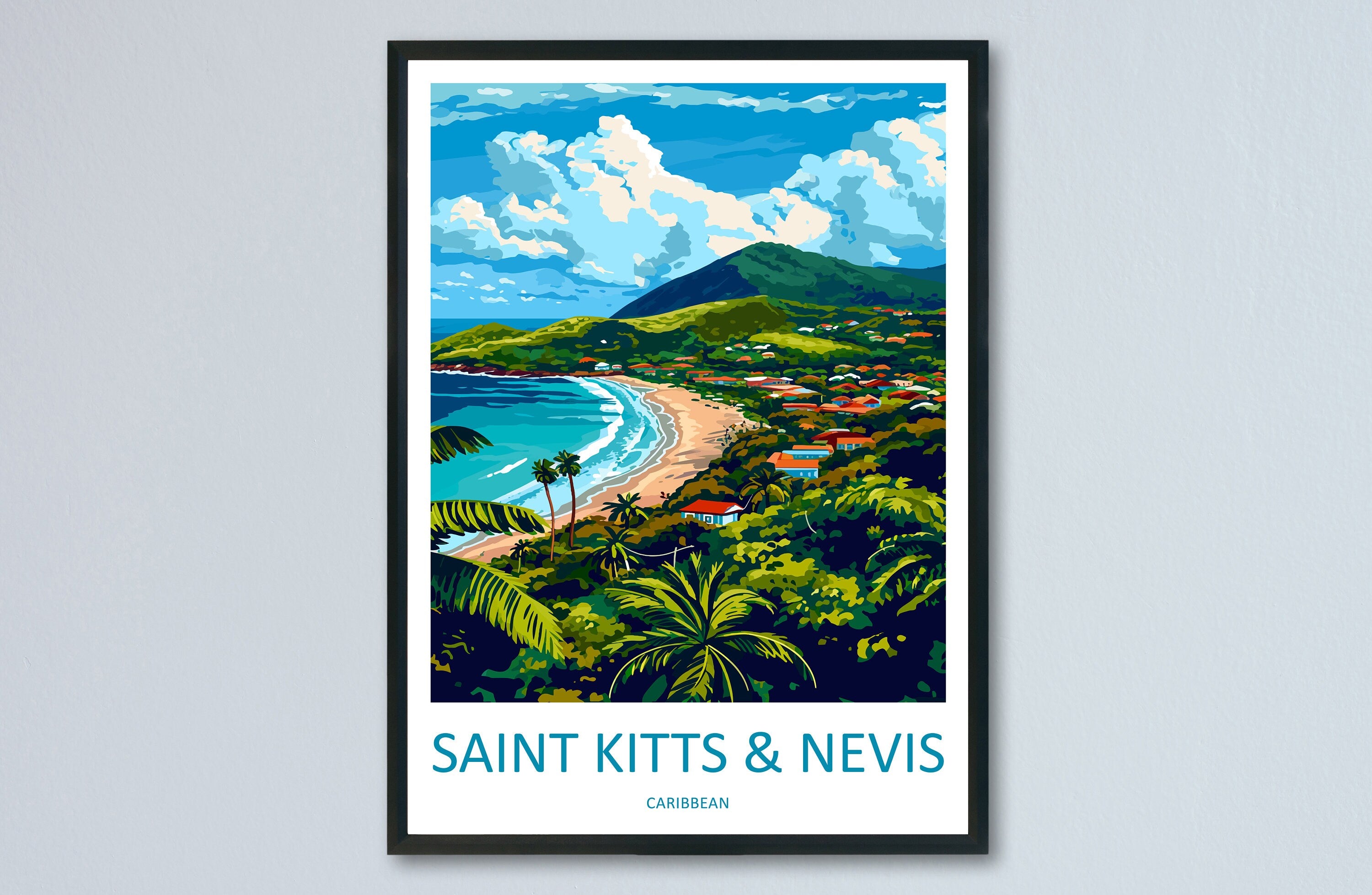 Saint Kitts And Nevis Travel Print Wall Art Saint Kitts And Nevis Wall Hanging Home Décor Saint Kitts And Nevis Gift Art Lovers Caribbean