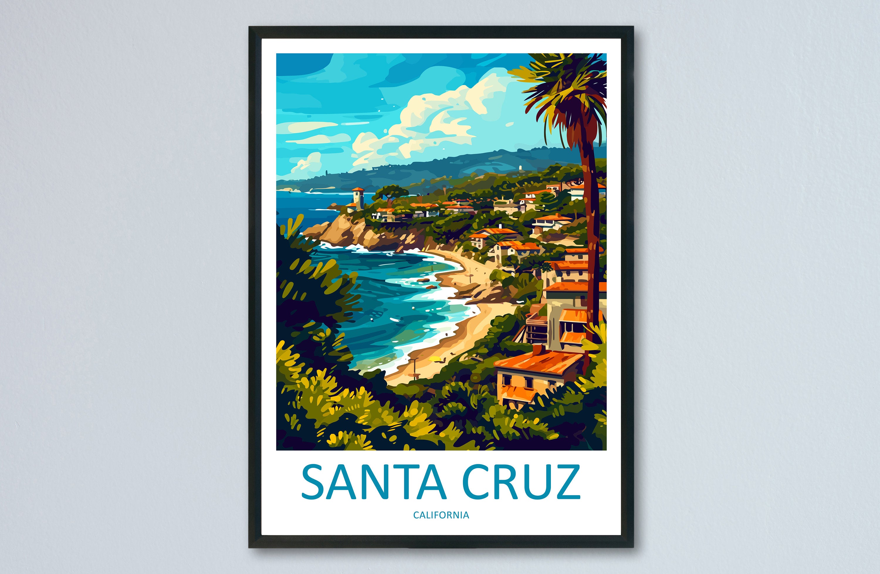 Santa Cruz Travel Print Wall Art Santa Cruz Wall Hanging Home Décor Santa Cruz Gift Art Lovers California Art Lover Gift Santa Cruz Poster