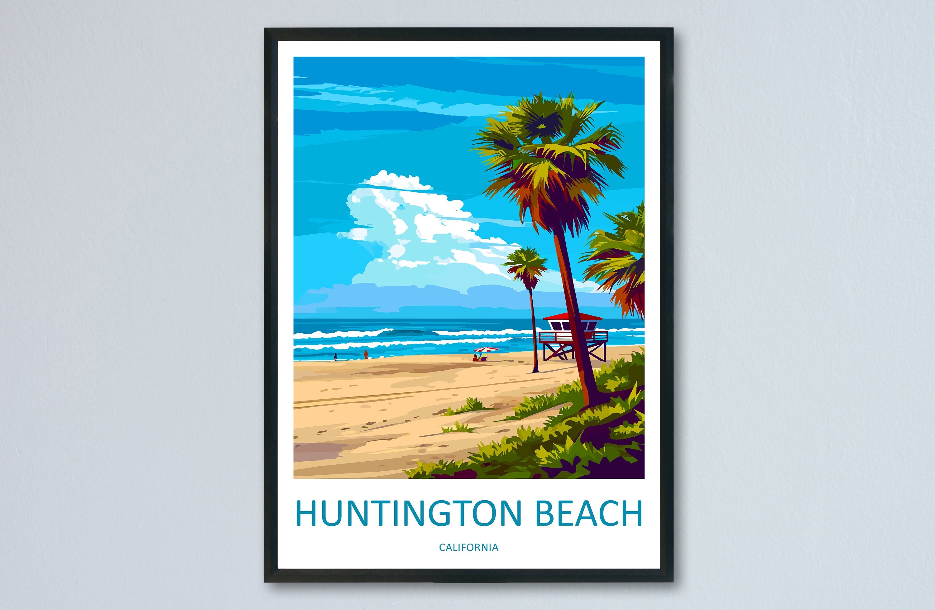 Huntington Beach Travel Print Wall Art Huntington Beach Wall Hanging Home Décor Huntington Beach Gift Art Lovers California Art Lover Gift