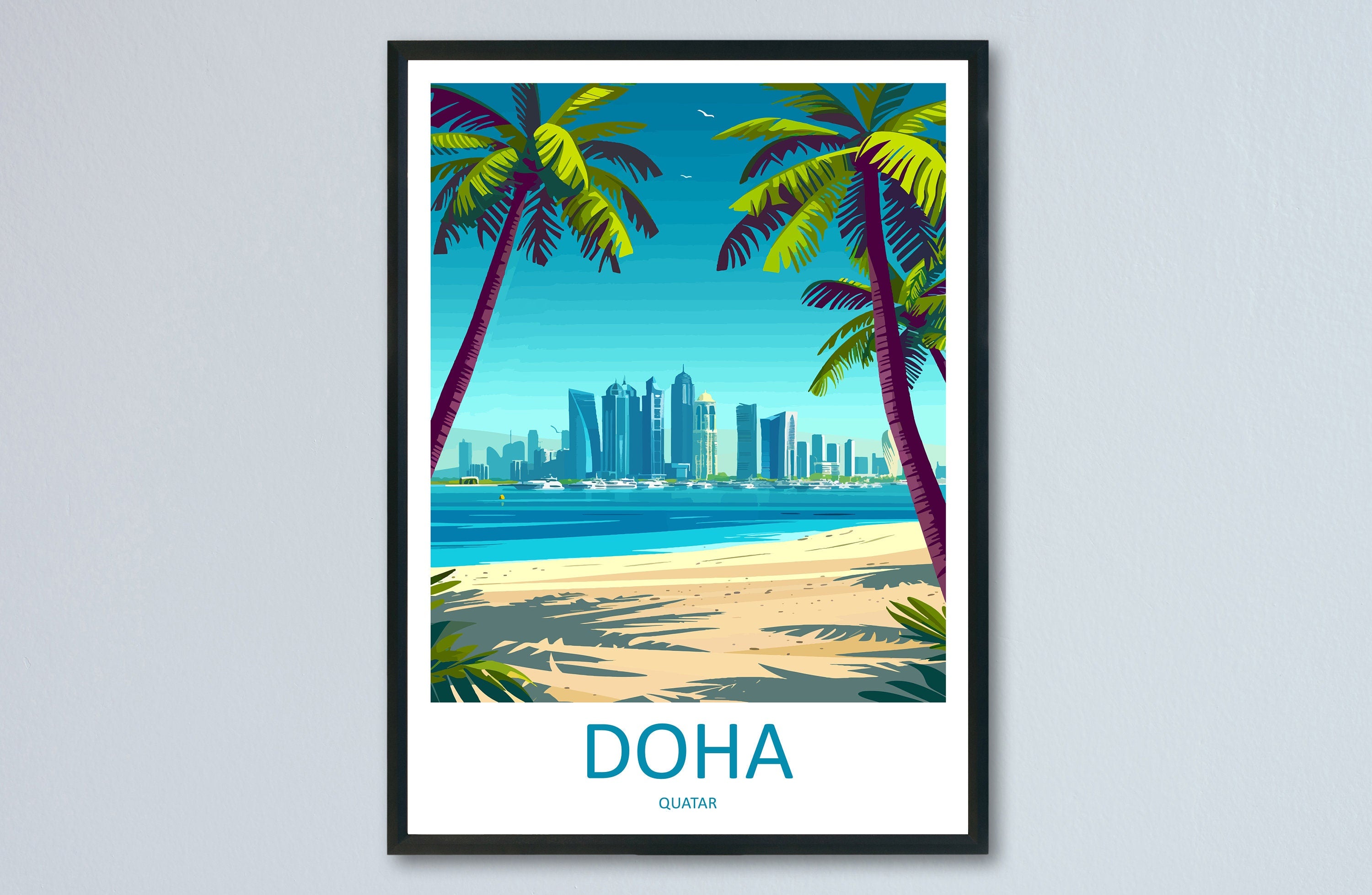 Doha Travel Print Wall Art Doha Wall Hanging Home Décor Quatar Gift Art Lovers Saudi Arabia Art Lover Gift Doha