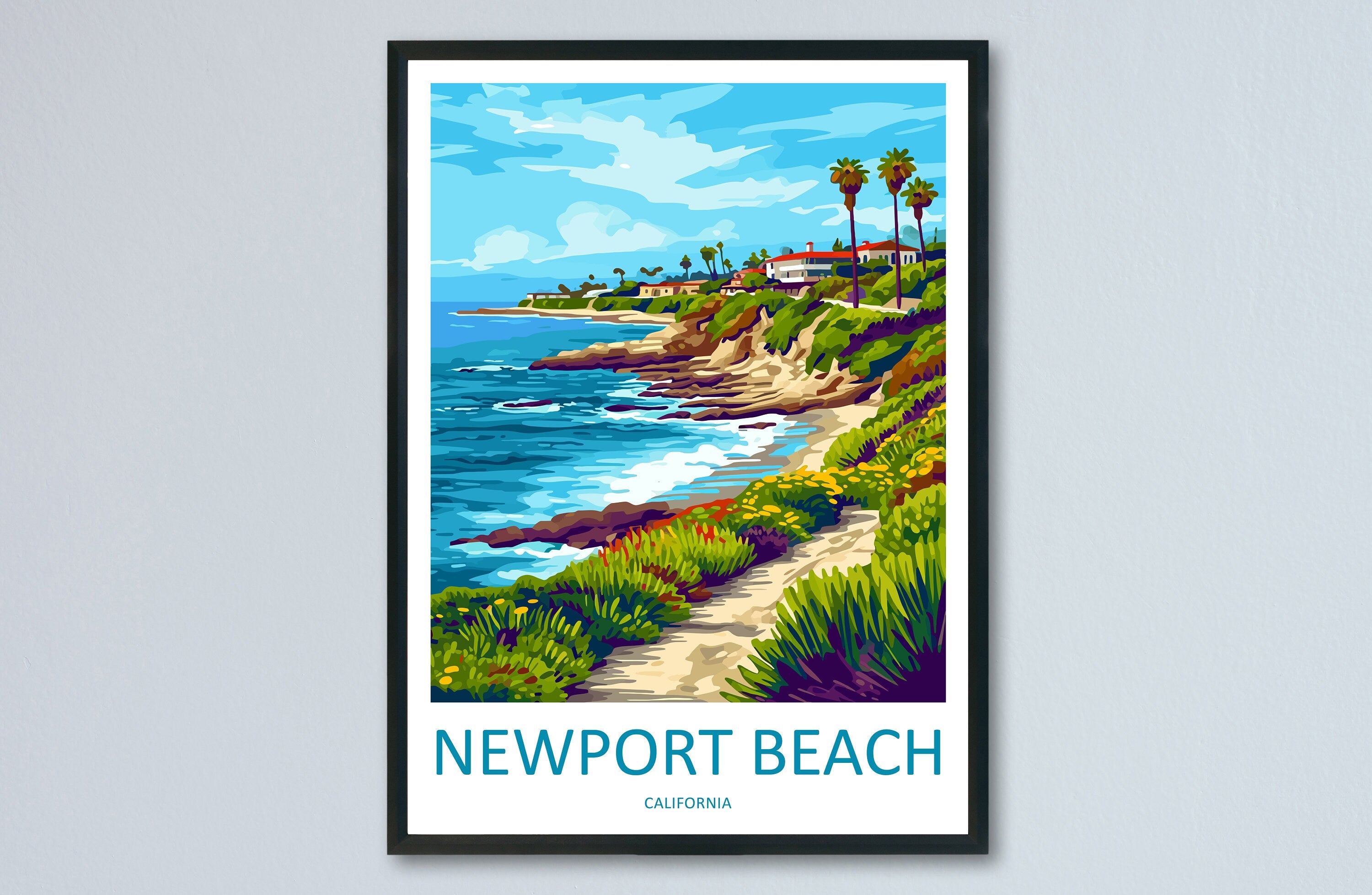 Newport Beach Travel Print Wall Art Newport Beach Wall Hanging Home Décor Newport Beach Gift Art Lovers California Art Lover Gift