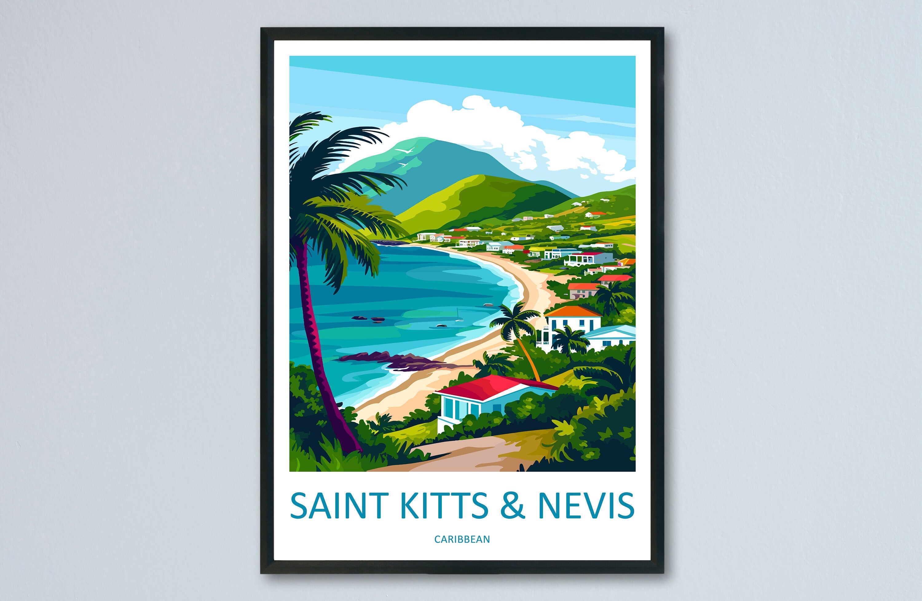 Saint Kitts And Nevis Travel Print Wall Art Saint Kitts And Nevis Wall Hanging Home Décor Saint Kitts And Nevis Gift Art Lovers Caribbean